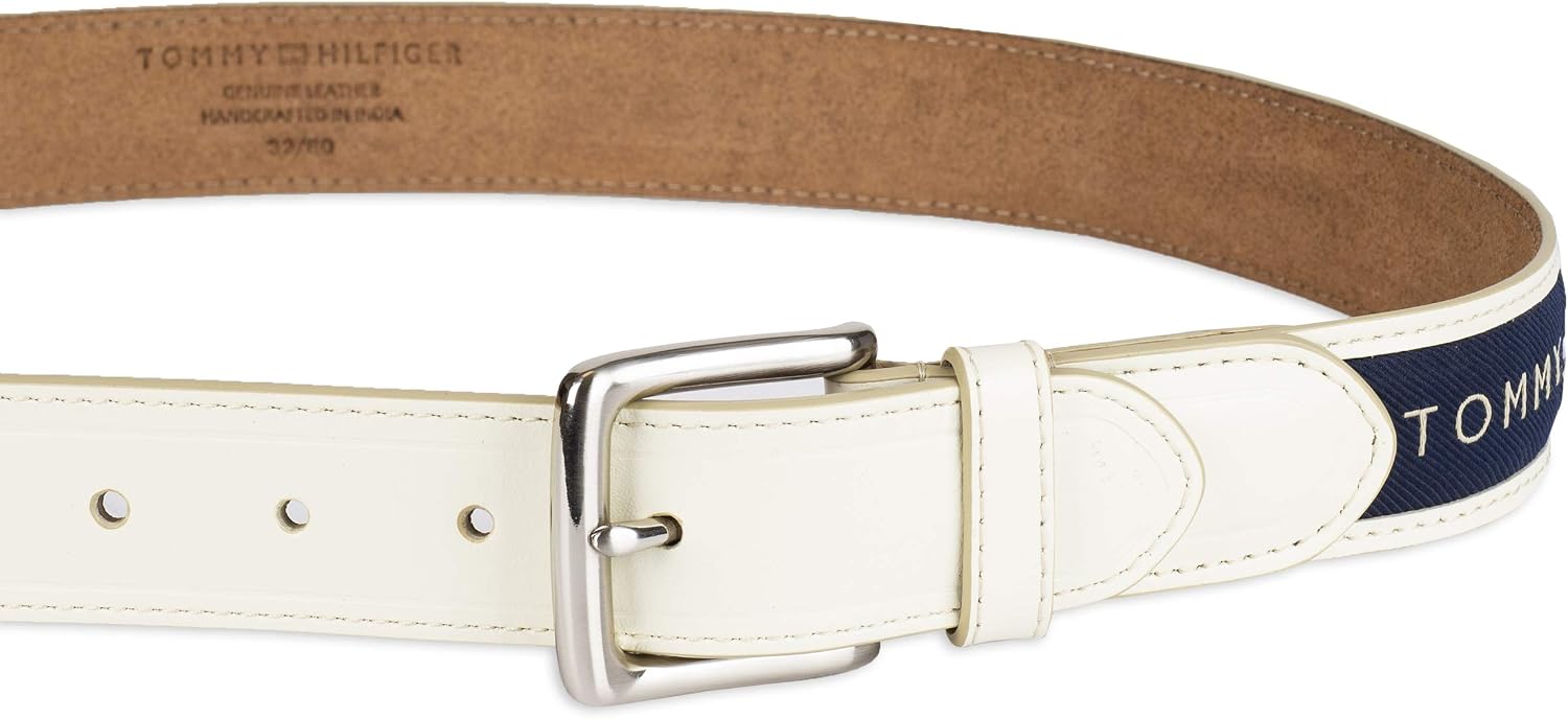 Tommy Hilfiger Men's Fabric Inlay Casual Belt With Classic Harness Buckle