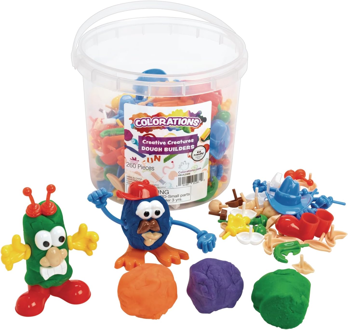 BUILDME Creative Creatures Dough Builders (Includes 260 pieces) - Dough & Molding Clay Accessories for Kids - Screen-Free Play Time - Builds Animals & Characters