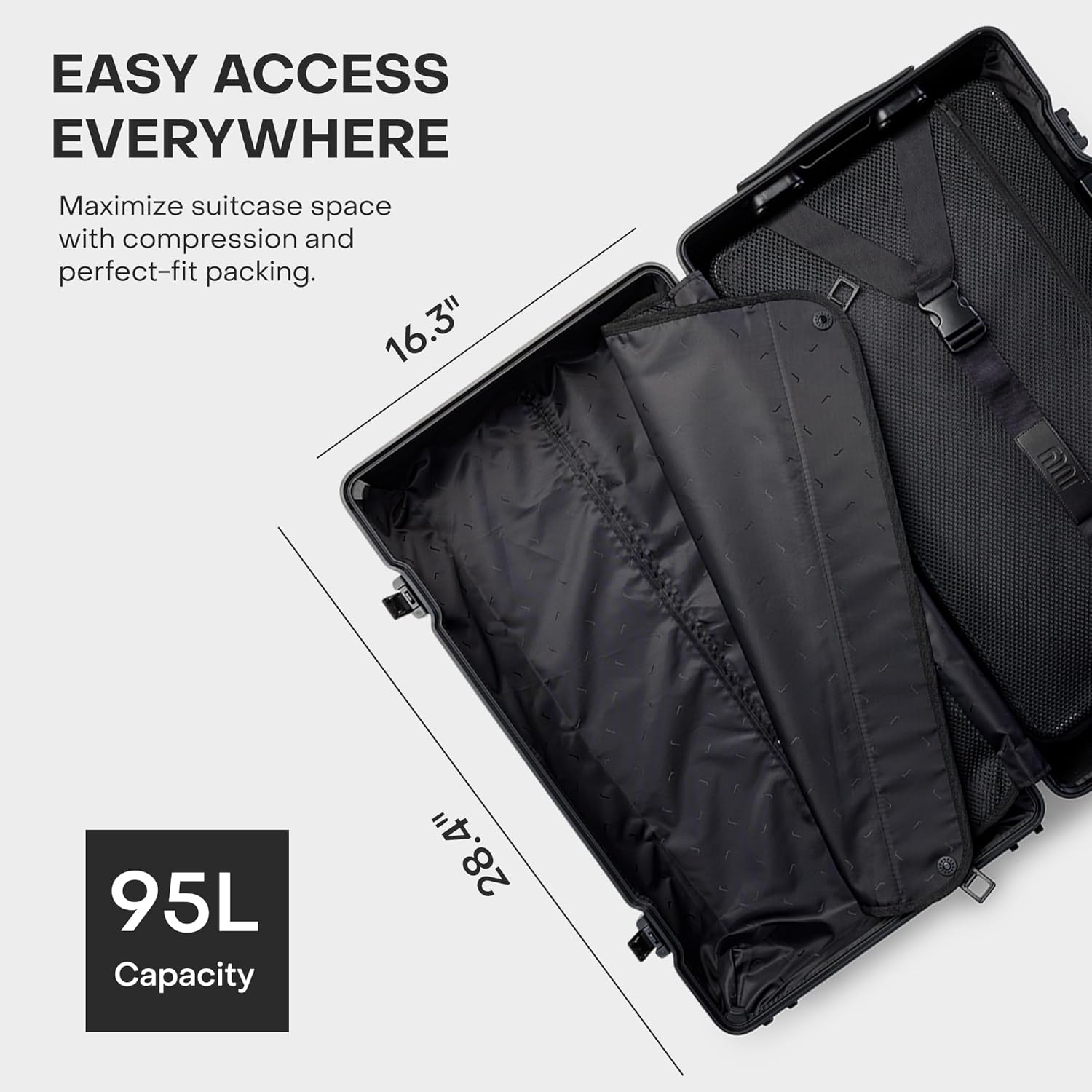 Checked Trunk - 26.8" Zipperless Airline Approved Check In Luggage with Wheels, 80/20 Opening Spinner Suitcase - TSA Lock Rolling Suitcase, Spinner Wheels, Y-Strap - Matte Brown