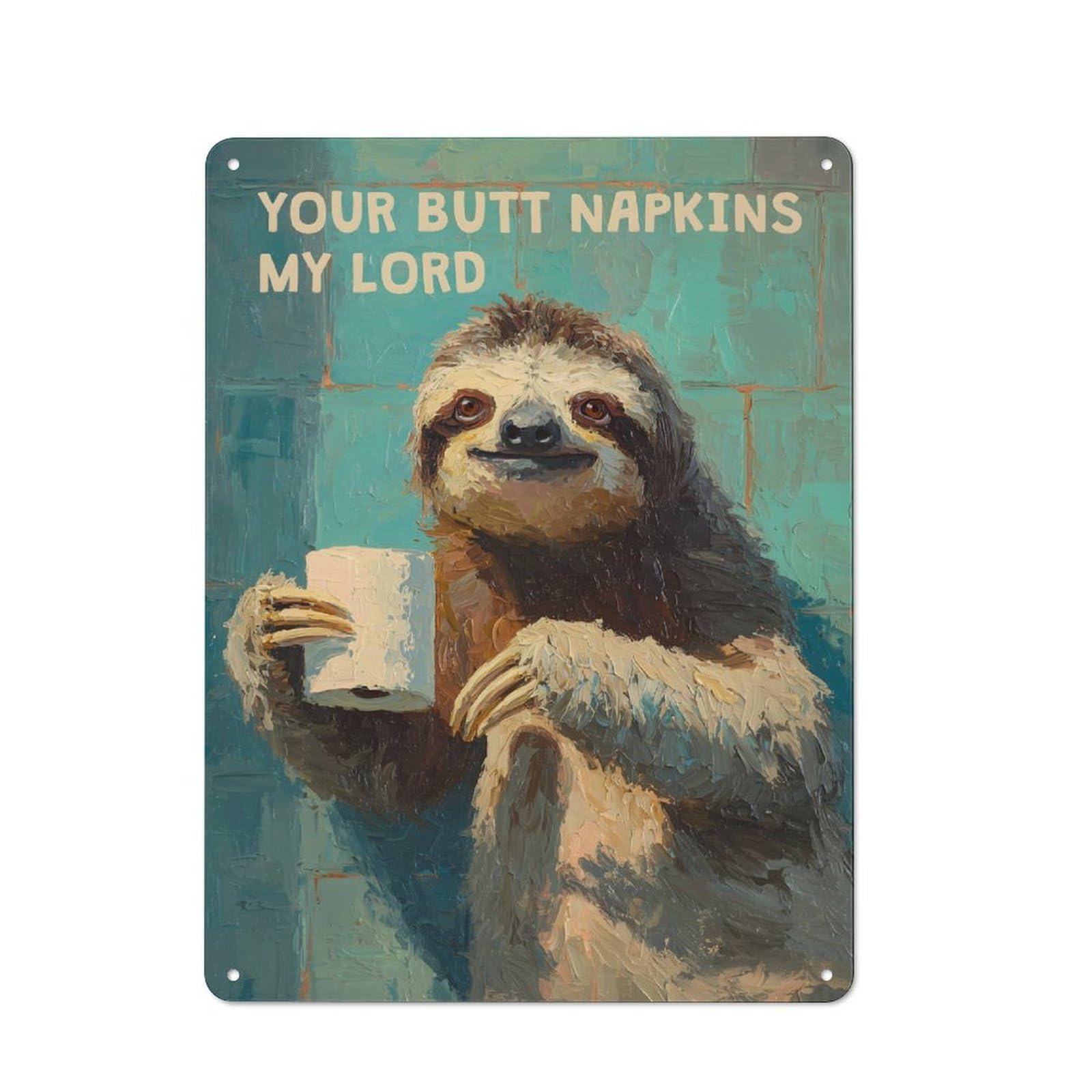 Junmoney Style For Living Room Or Hallway, Sloth Your Butt Napkins Vintage Metal Sign 40X30cm, For Metal Sign Collectors, For Garage And Workshop Walls
