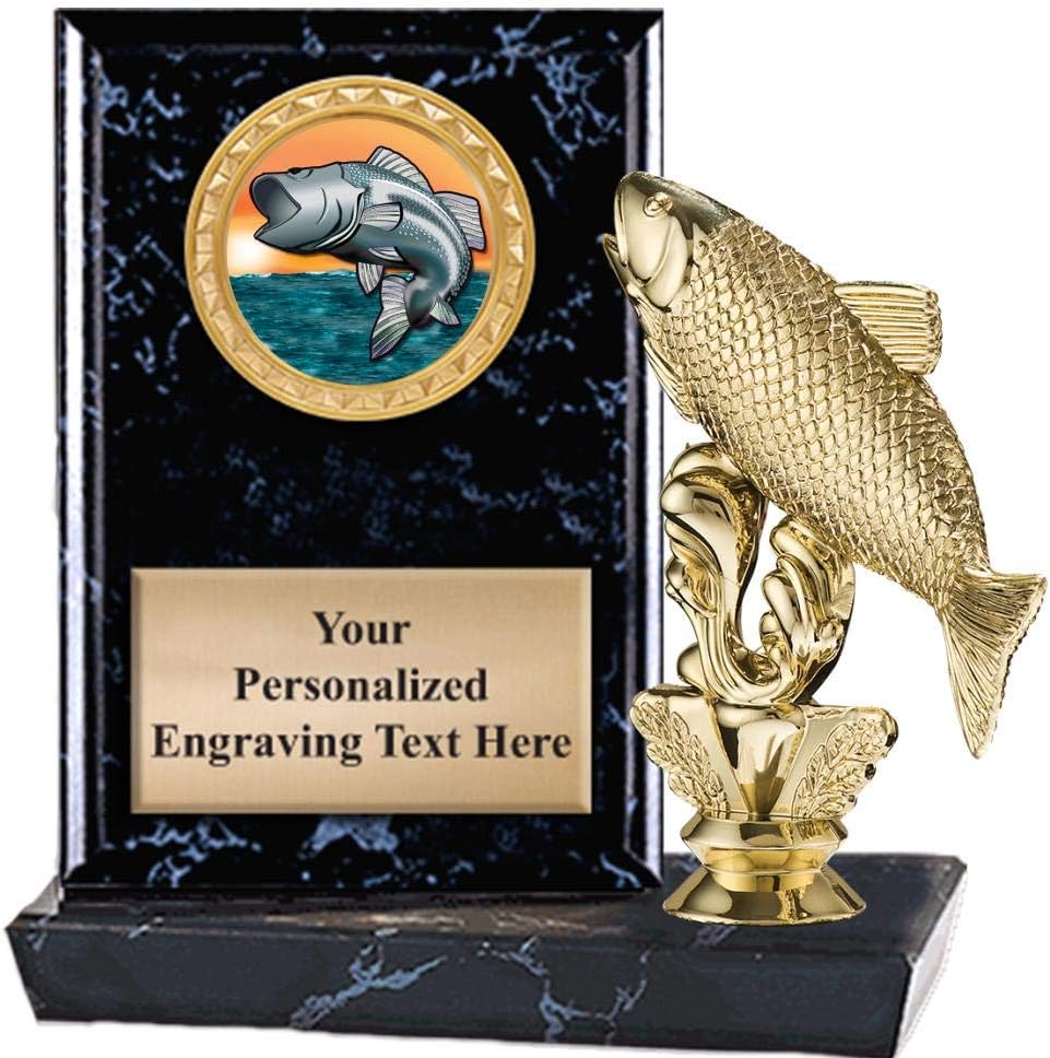 Crown Awards 6"X6" Fish Salmon Plaque Award, Fishing Trophy with Custom Engraving, Prime