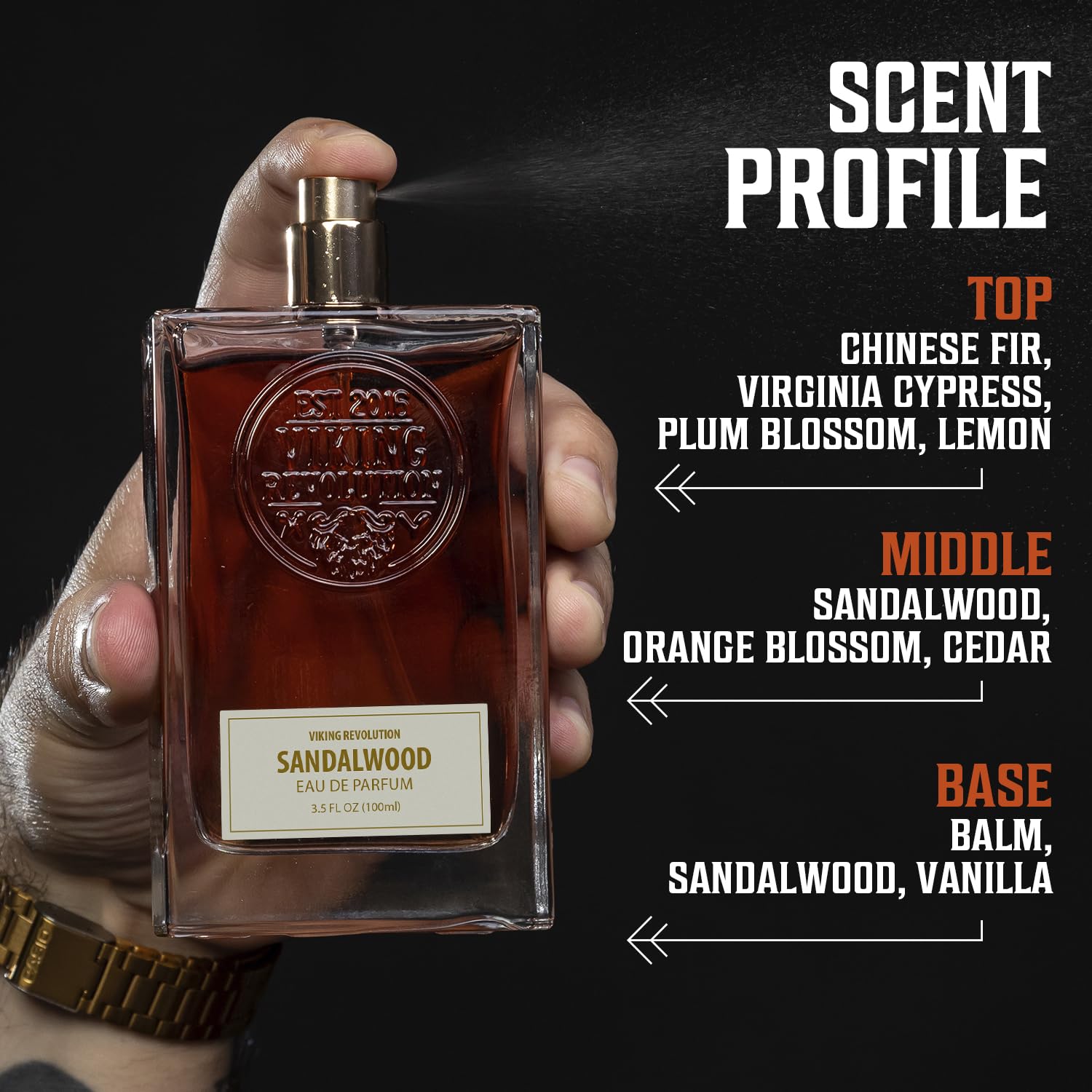 Viking Revolution Sandalwood Cologne for Men - Eau de Parfum - Woody Sandalwood Perfume with Notes of Cedar, Cypress, Plum Blossom, Lemon, Balm, Vanilla - Gifts for Men 3.5 Fl Oz - Image 7