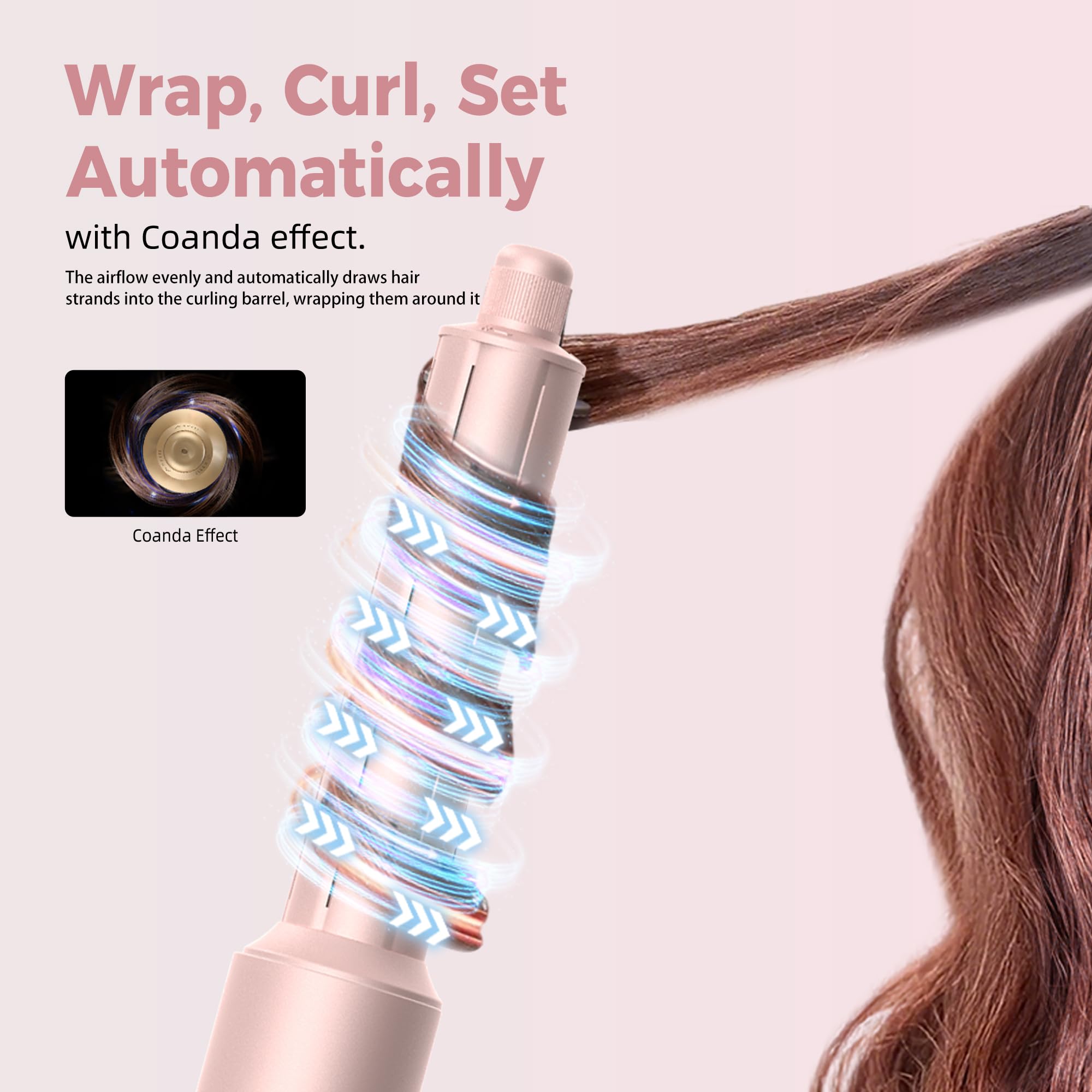 Pro Hairstyler 8 in 1 Set Asciugacapelli Agli Ioni 1400W con Diffusore | 110.000 Giri/min, con Ferro Arricciacapelli ad Aria da 32mm, Air Brush | Styling Rapido per Tutti i Tipi