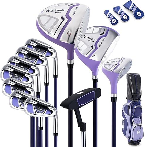 Tangkula Juego completo de palos de golf de 12 piezas para mujer para mano derecha, juego de palos de golf con 460CC #1 Driver & #3 Fairway & #5