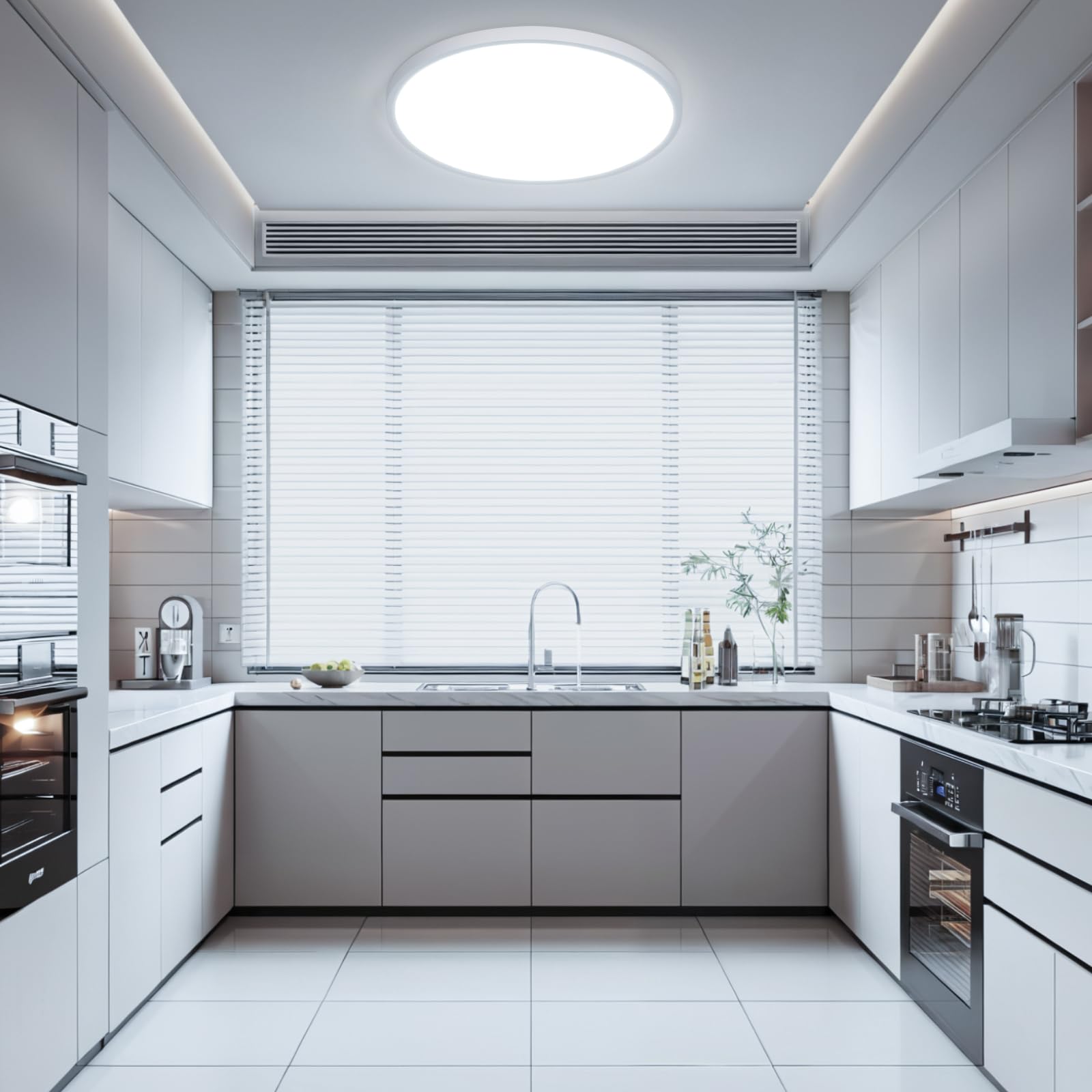 OTREN LED Deckenleuchte 52W, 50cm Rund, 5200LM Flach, 6500K Kaltweiß, IP44 Spritzwassergeschützt, Weiß, Moderne Deckenlampe für Wohnzimmer,Schlafzimmer,Küche& Badezimmer