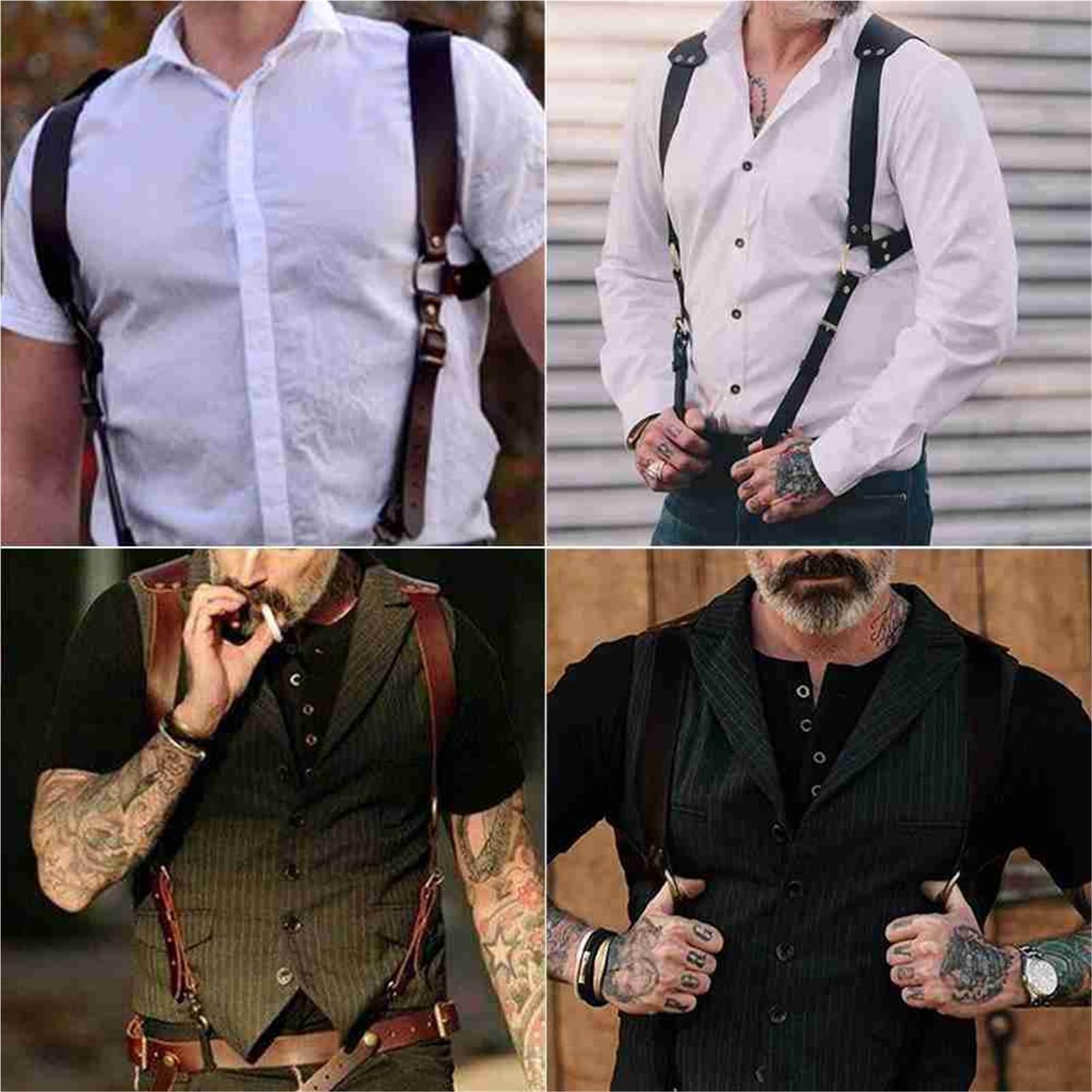 Lot de 2 bretelles en cuir for homme, style sportif, for adulte Pour Pantalon