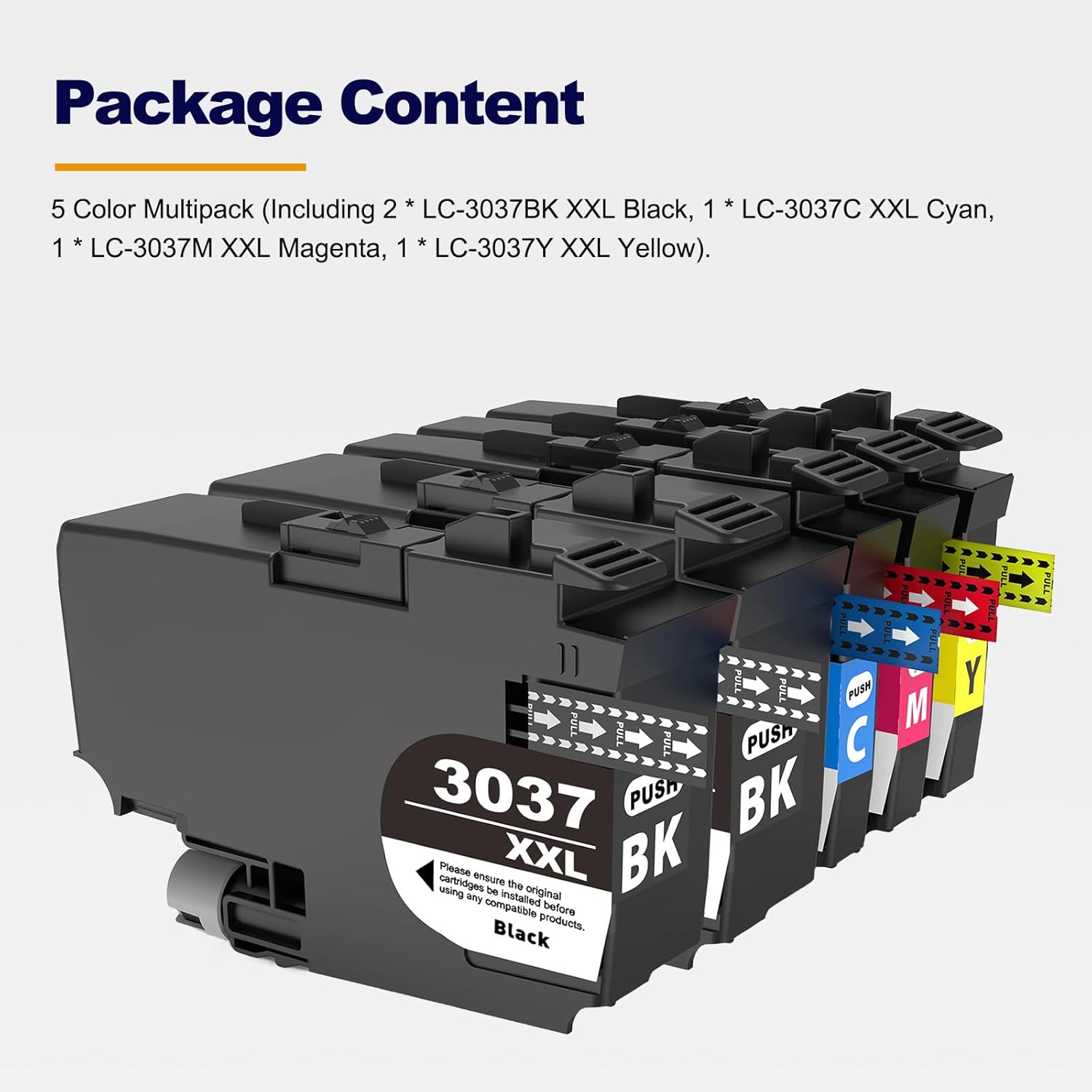 LC3037XXL Ink Cartridges Replacement for Brother LC3037 LC3039 3037XXL 3039XXL Ink Cartridge for Brother MFC-J5845DW MFC-J6545DW MFC-J6945DW MFC-J5945DW Printer (5-Pack, 2BK/C/M/Y)