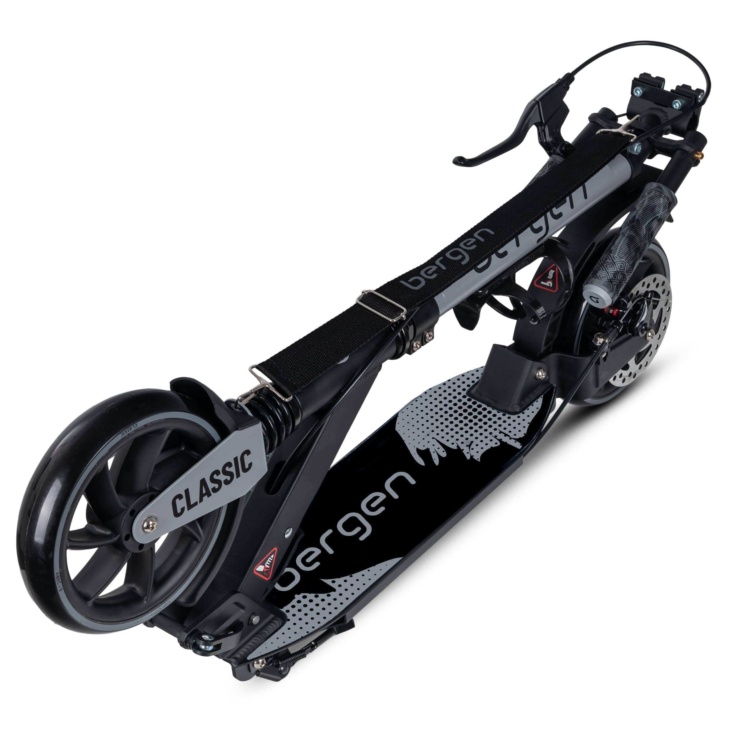 Bergen City Scooter Tretroller Classic klappbar - 200 mm Räder, Scheiben- & Fußbremse, 2× Federung, Aluminium Scooter höhenverstellbar, für Kinder ab 6 Jahre & Erwachsene bis 100 kg