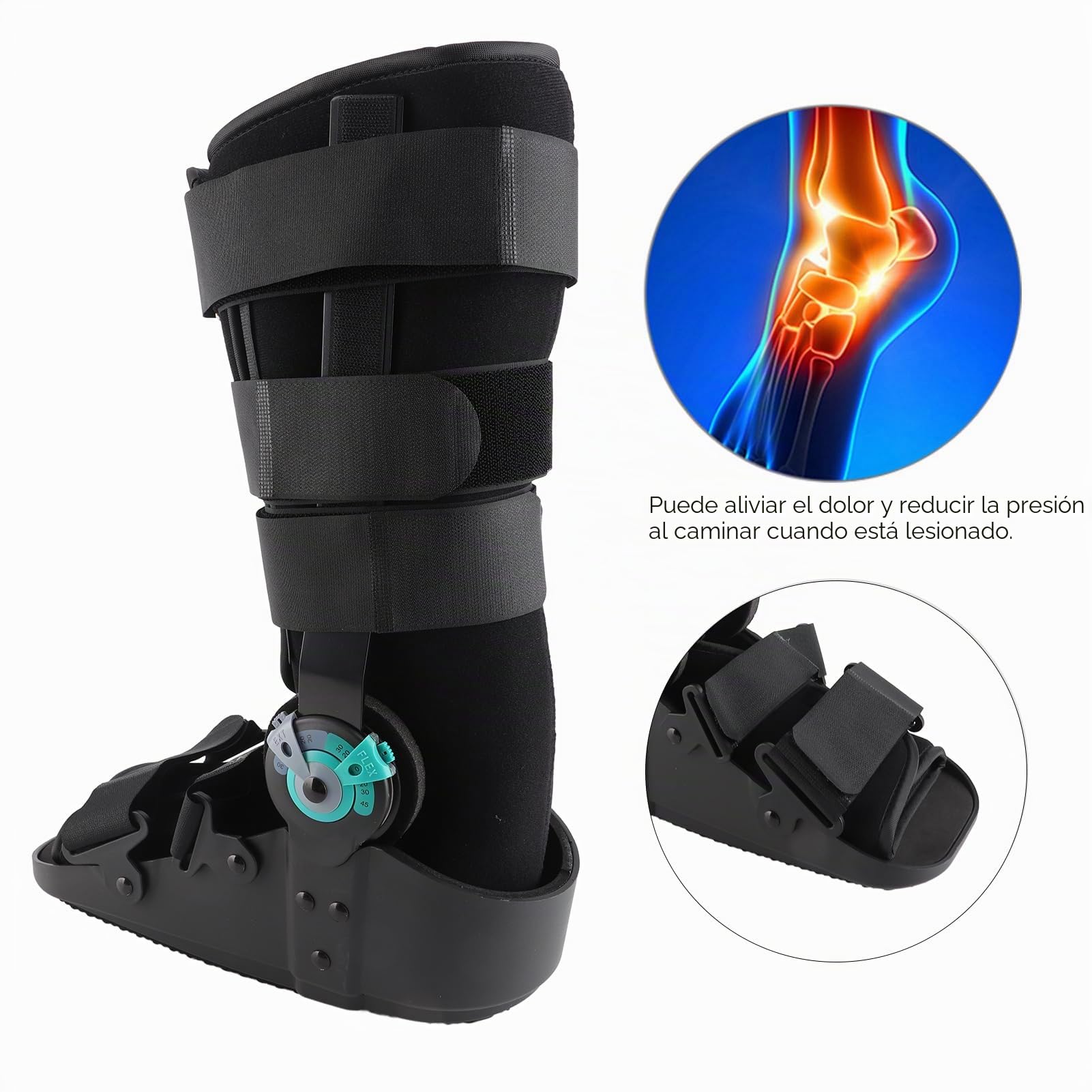 Botas de Aire Ajustables para Tendón de Aquiles Talla M, Refuerzo de Tobillo con Fijación, Transpirables y Cómodas para Rehabilitación Post Fractura o Esguince