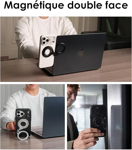 Aulumu G09 Magnetic Ring Grip | Omnidirectional Rotation | MagSafe Compatible | Aluminium Alloy Construction | Stable Dual-Sided Magnetic Attachment | Includes Handle Ring Phone Stand- Silver - 4