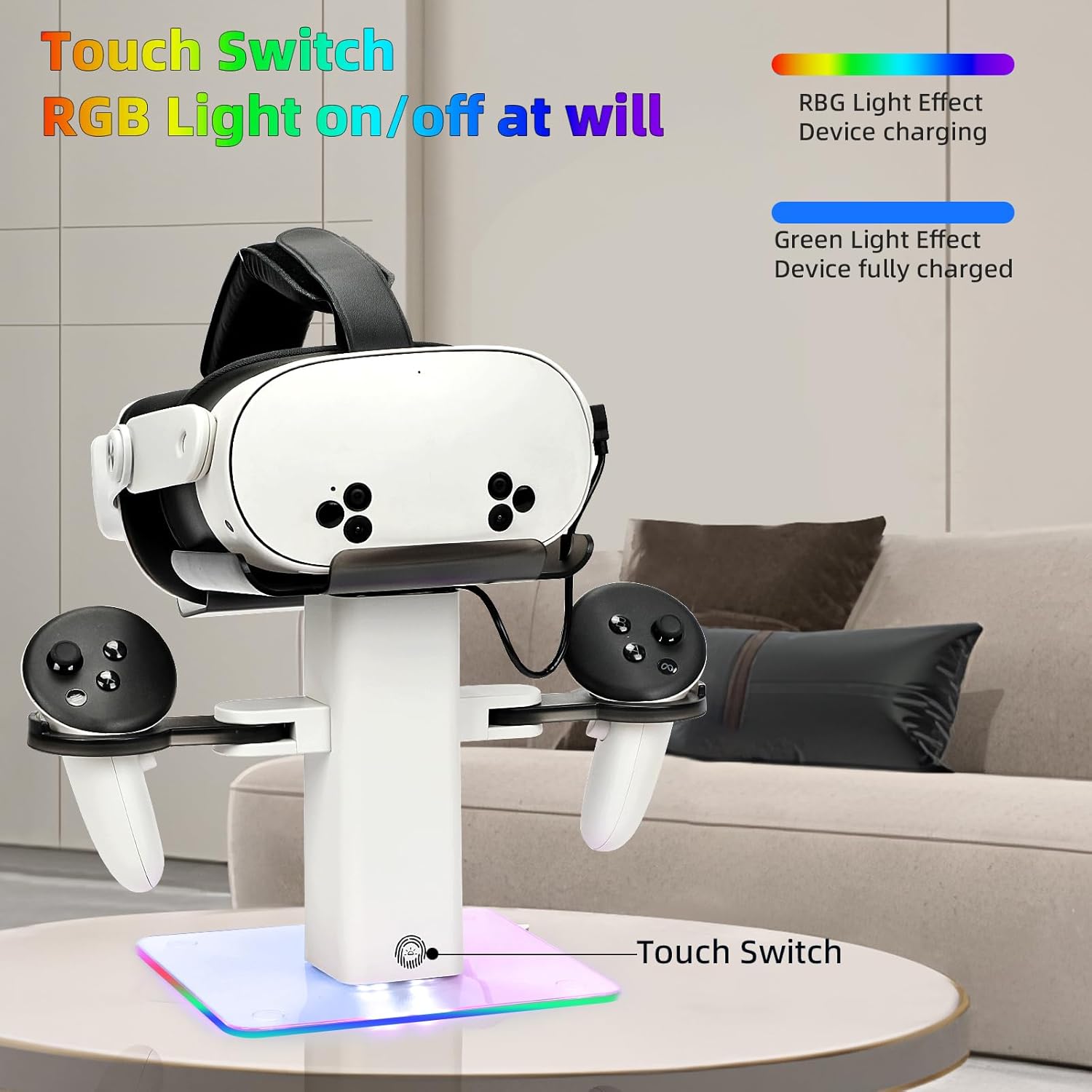 Charging Dock for MetaQuest 3S, Vertical Charging Stand, Compatible for Quest 3S/Quest 3/Quest 2 VR Controller Holder (White)