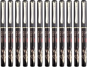 BaoKe PC2878 Gel Pens, 12 Pcs, 0.7mm Medium Point, Black Ink, Bullet Nib, Chinese Style Plum Orchid Bamboo Chrysanthemum Design, Smooth Writing Rollerball Pens for Office School Business