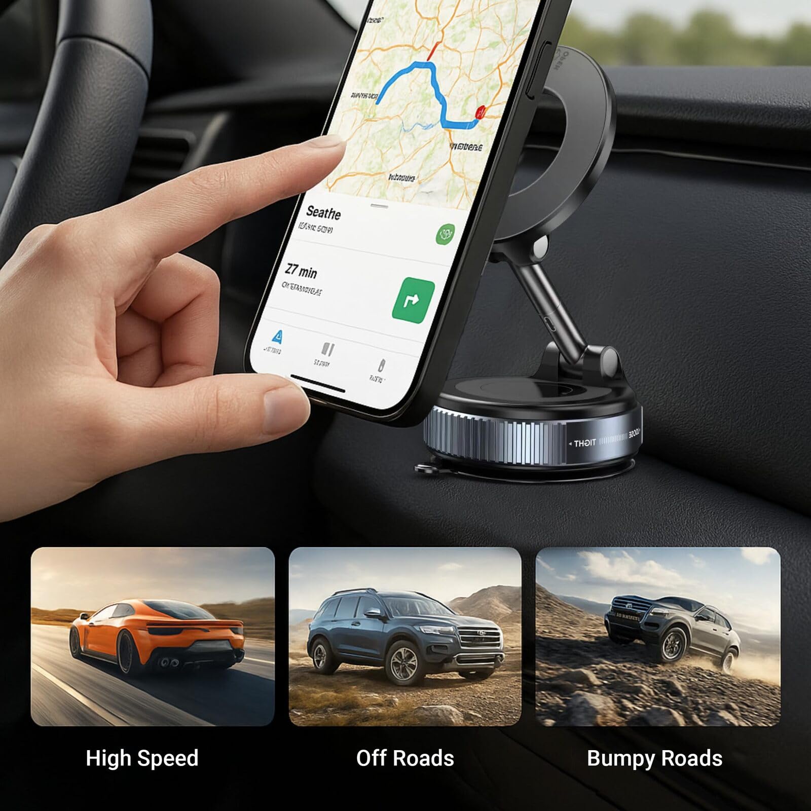 2026 nowy, ulepszony próżniowy magnetyczny uchwyt samochodowy na telefon wzmocniony 360° ultra przyssawka uchwyt na telefon do uchwytów MagSafe do Twojego samochodu/stojaka na telefon do