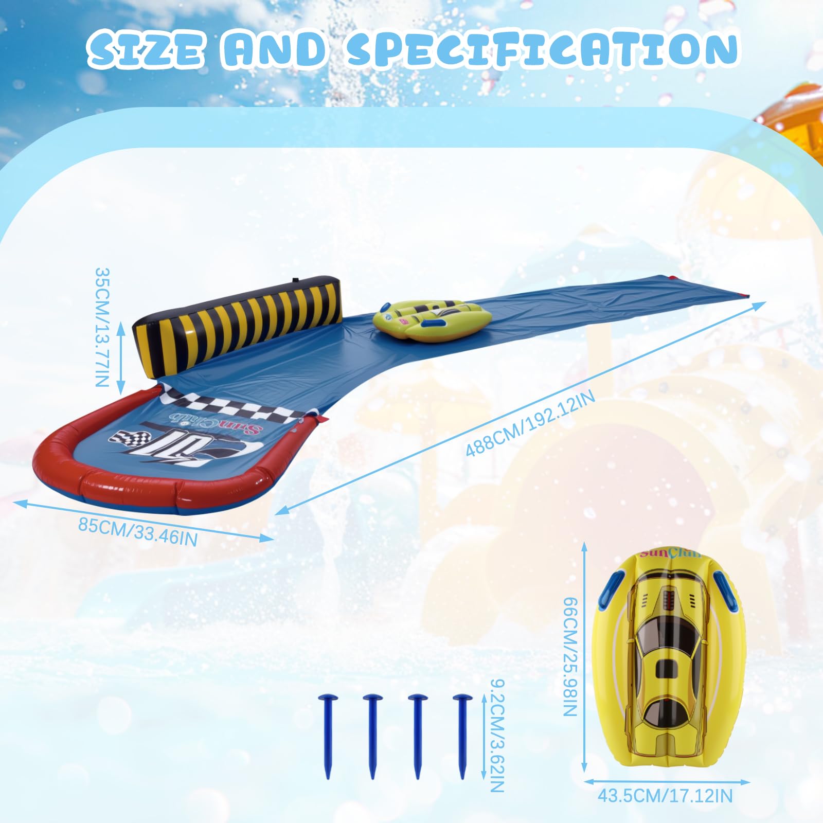 ACTOYS Toboggan de Pelouse, Ventriglisse Aquatique, Tapis de Glisse Eau Enfant Adulte, Toboggans Single avec Arroseur Intégré, Jeu Exterieur Jardin Enfant, Jouets d'Été (A)