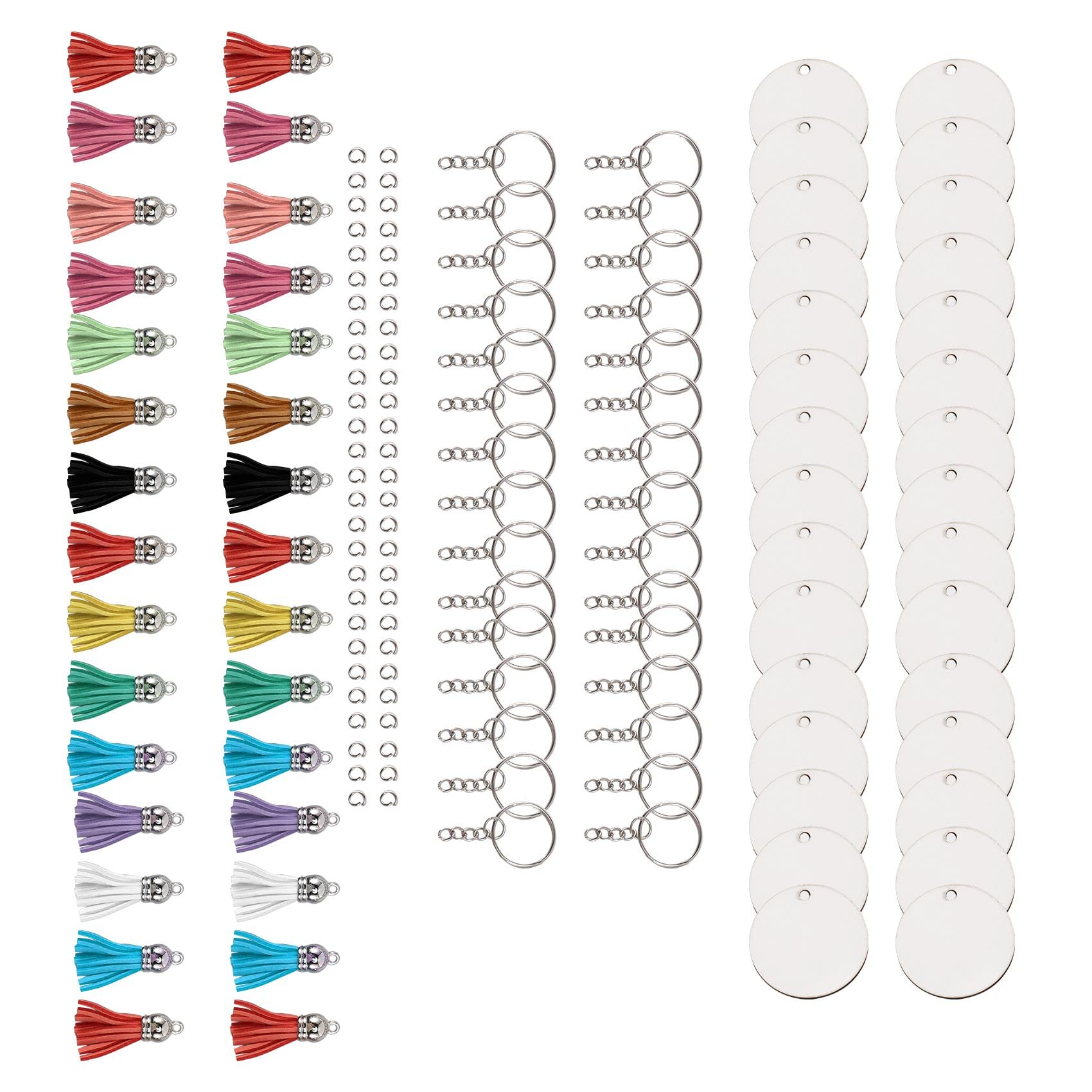 CTRLZS 150PCS Sublimation Blanks Keychains Bulk, Keychains Ornament Set for Crafts, Jewelry Making