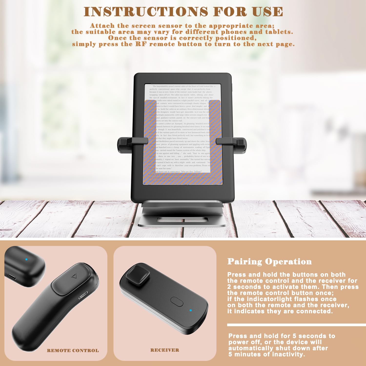 Telecomando per Kindle 2024 del Lettore di Pagine Elettroniche,Progettato per Kindle con Diverse Spessore di Custodie, Compatibile Anche con Smartphone e Tablet.