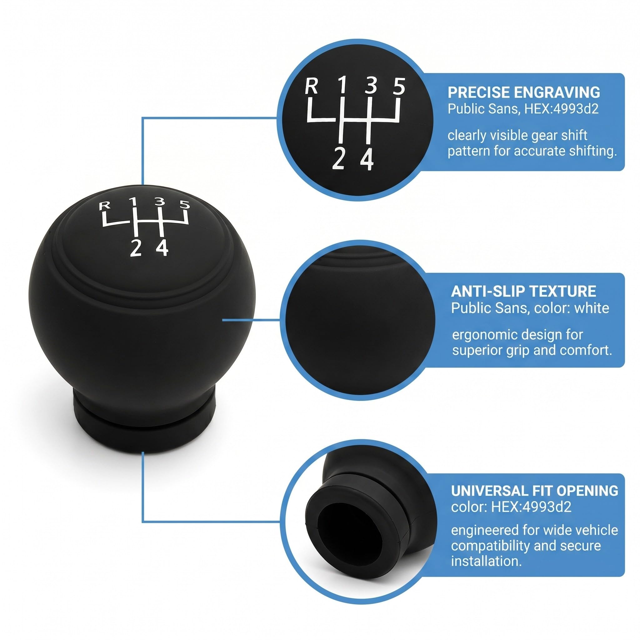 Copri pomello cambio auto 5 marce nero elastico custodia antiscivolo universale cover impermeabile per automobile furgone camion quad (D)