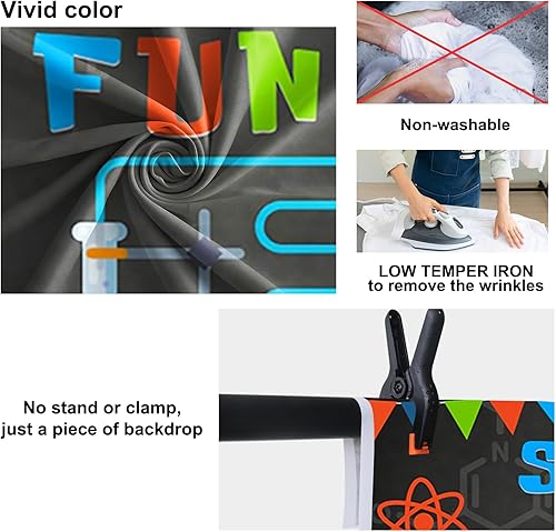 Miniatura 6 de Baocicco Vaso de fondo divertido de ciencia de 7 x 5 pies, tazas medidoras, pizarra, banderines coloridos, aparato químico, fotografía, fondo,