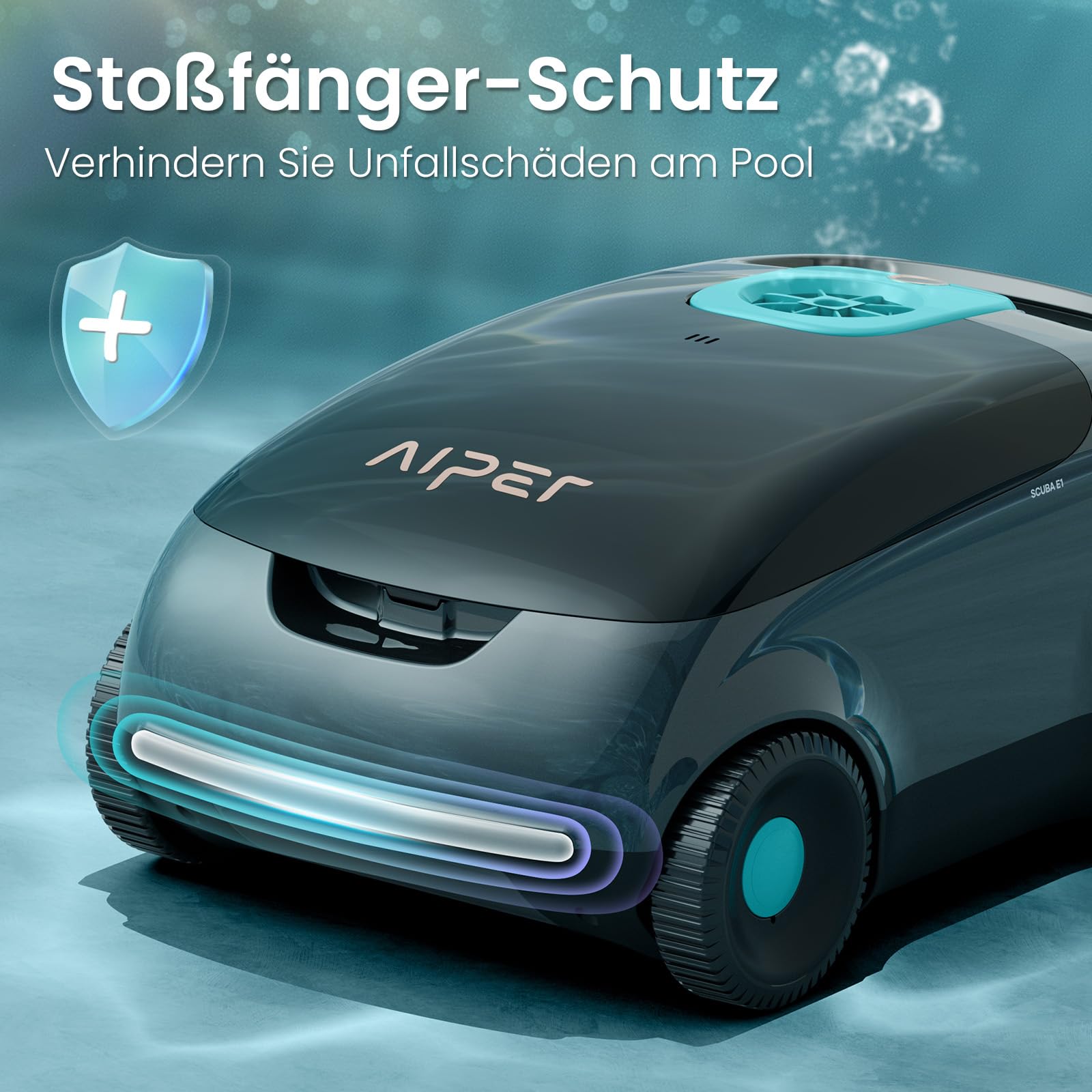 AIPER Scuba E1 Kabelloser Poolroboter, Poolsauger Akku für Aufstellpools bis 100 m², 100–130 Min. Laufzeit, 3-Motoren-System, Dual-Filtersystem, Auto-Park-Technologie, LED-Anzeige