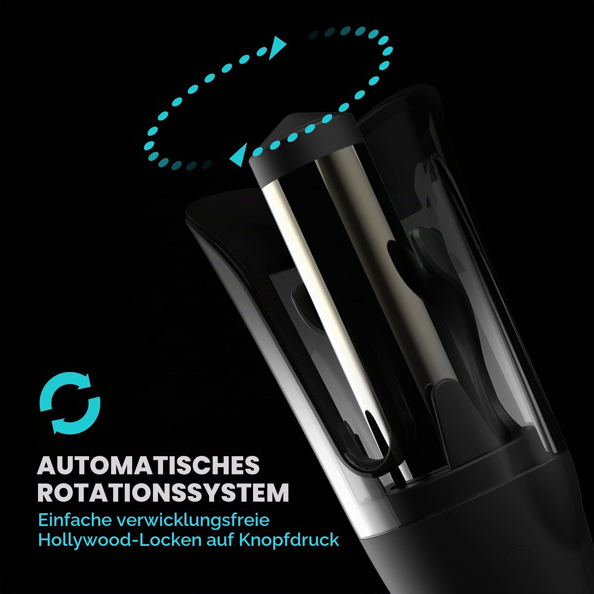 REVAMP Hollywood Wave Lockenstab Auto-Rotate Keramik - Ionen | Hair Waver, Kleine Locken oder Beach Waves, Rotierender Haarstyler, Wellen-Lockenstab, Lockenzange