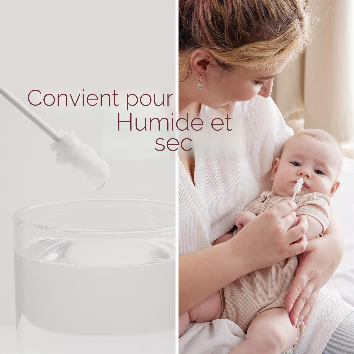 Momcozy Lot de 40 gazes nettoyantes pour langue de bébé, brosse à dents jetable, brosse à dents pour tout-petits, brosse à dents pour bébé, brosse à dents pour bébé