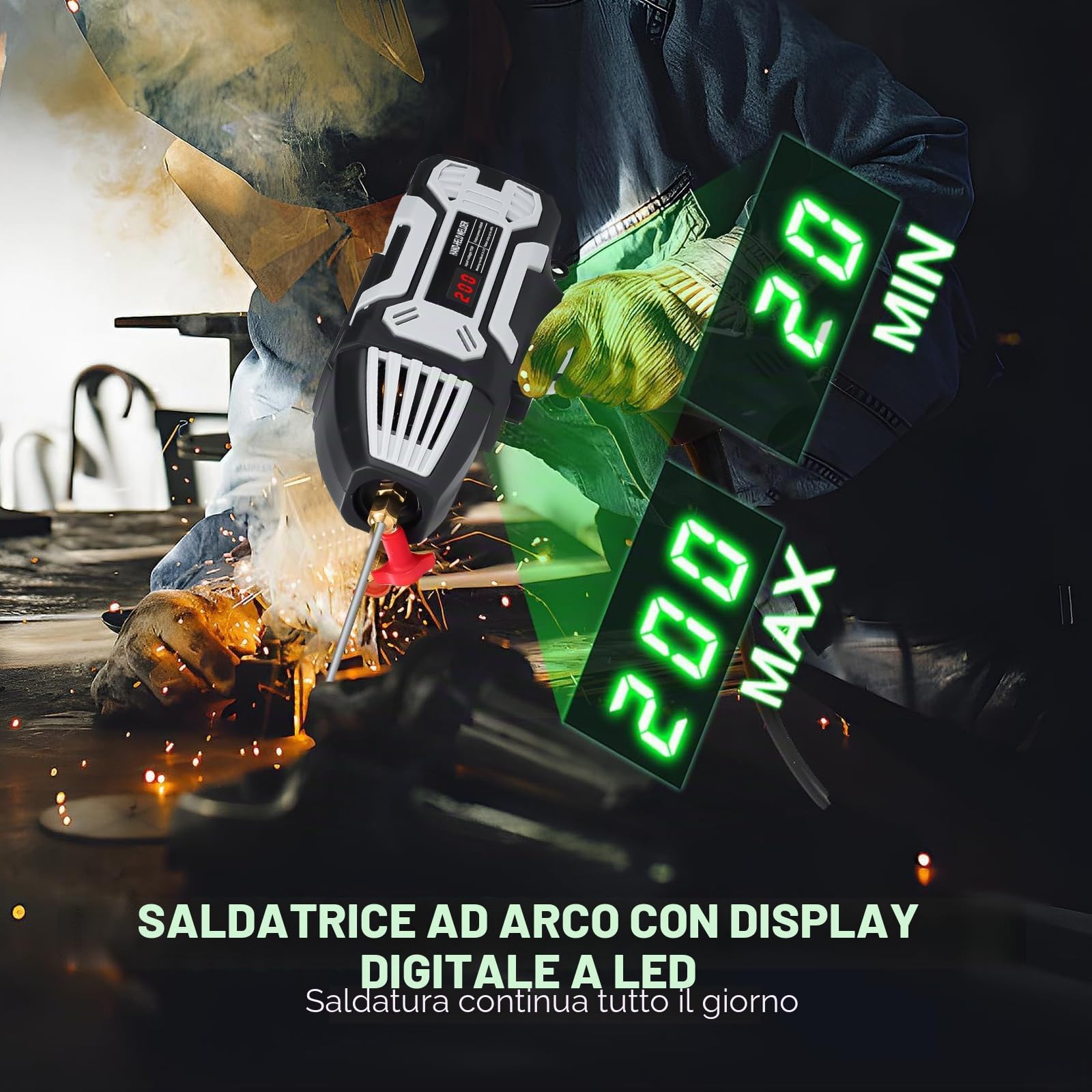 Saldatrice portatile ad arco da 220 V con 10 barre di saldatura, saldatrice ad elettrodi da 200 A con inverter IGBT, per aste metalliche da 1,6 mm a 3,2 mm