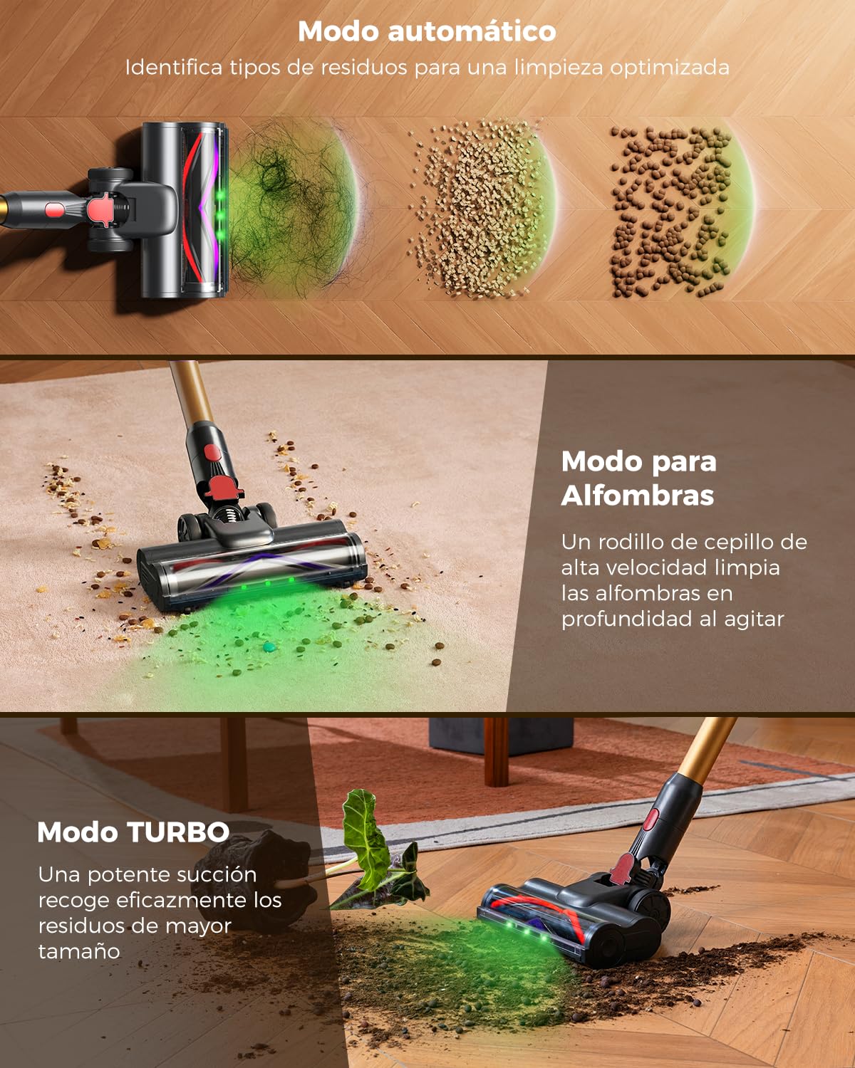 C10 EVO Aspiradora sin Cable, 68Kpa/600W/70Mins Aspiradoras Escoba con Modo Automático, Diserio autoportante, Depósito Doble de 1.8L, Cepillo Antienredos, Limpia Bajo Muebles sin Agacharte