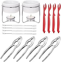 CLEABANKE 14-Piece Crab Crackers Lobster Tools Set: 4 Crackers, Forks, Shellers + 2 Butter Warmers for Seafood Lovers