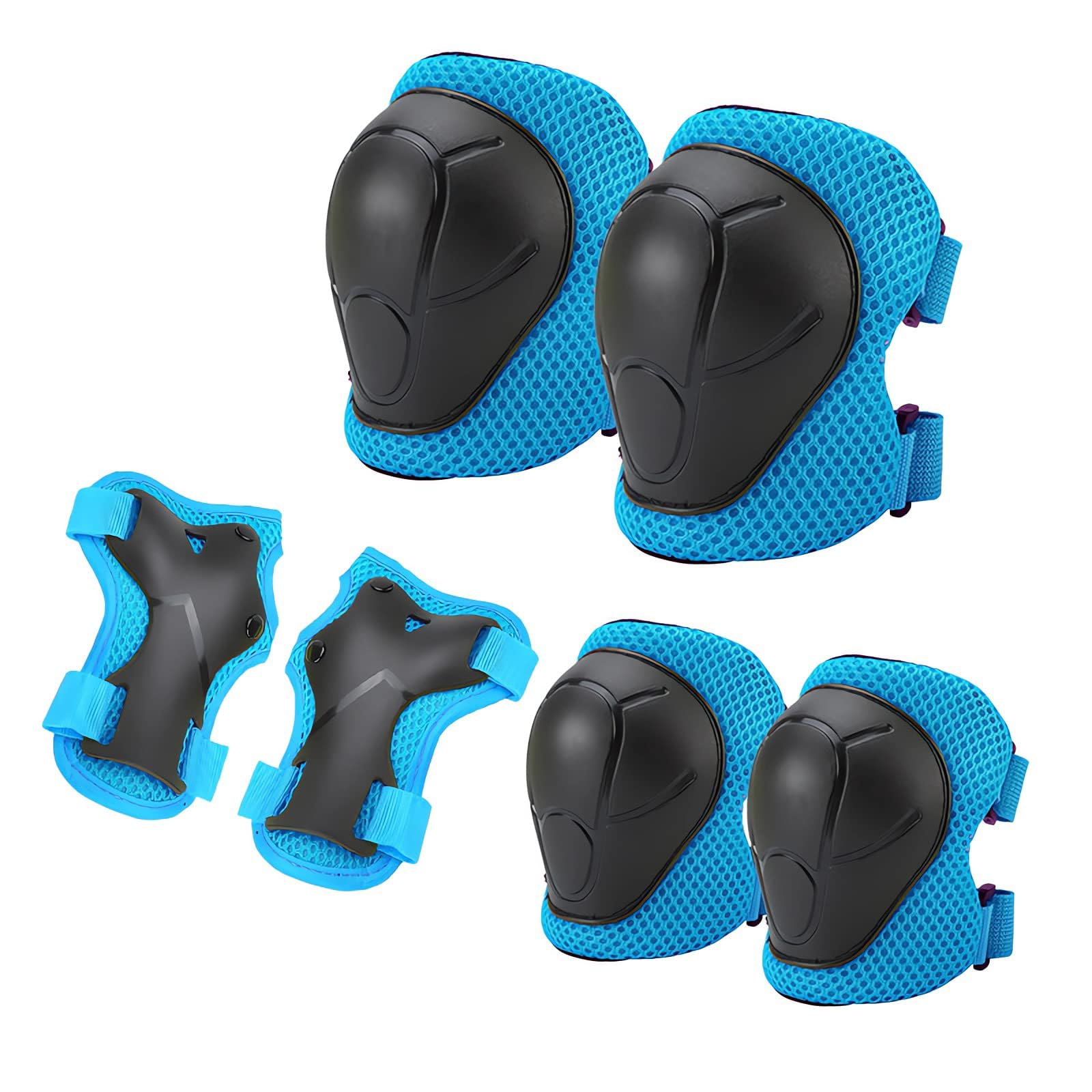 Kit de Protection pour Patins à roulettes, 6 Pièces Genouillères Coudières Protège-Poignets Réglables