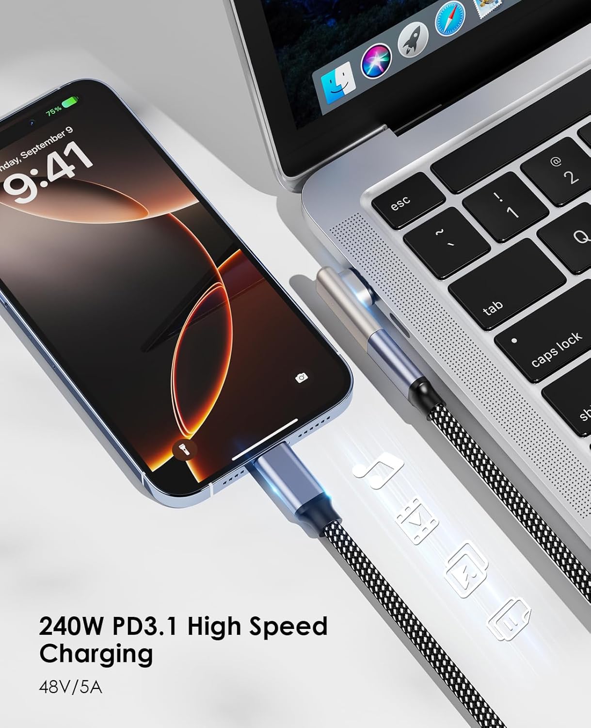 24Pin Magnetic USB C Adapter with Magnetic 90 Degree Adapter 240W 40Gbps and 4K Video