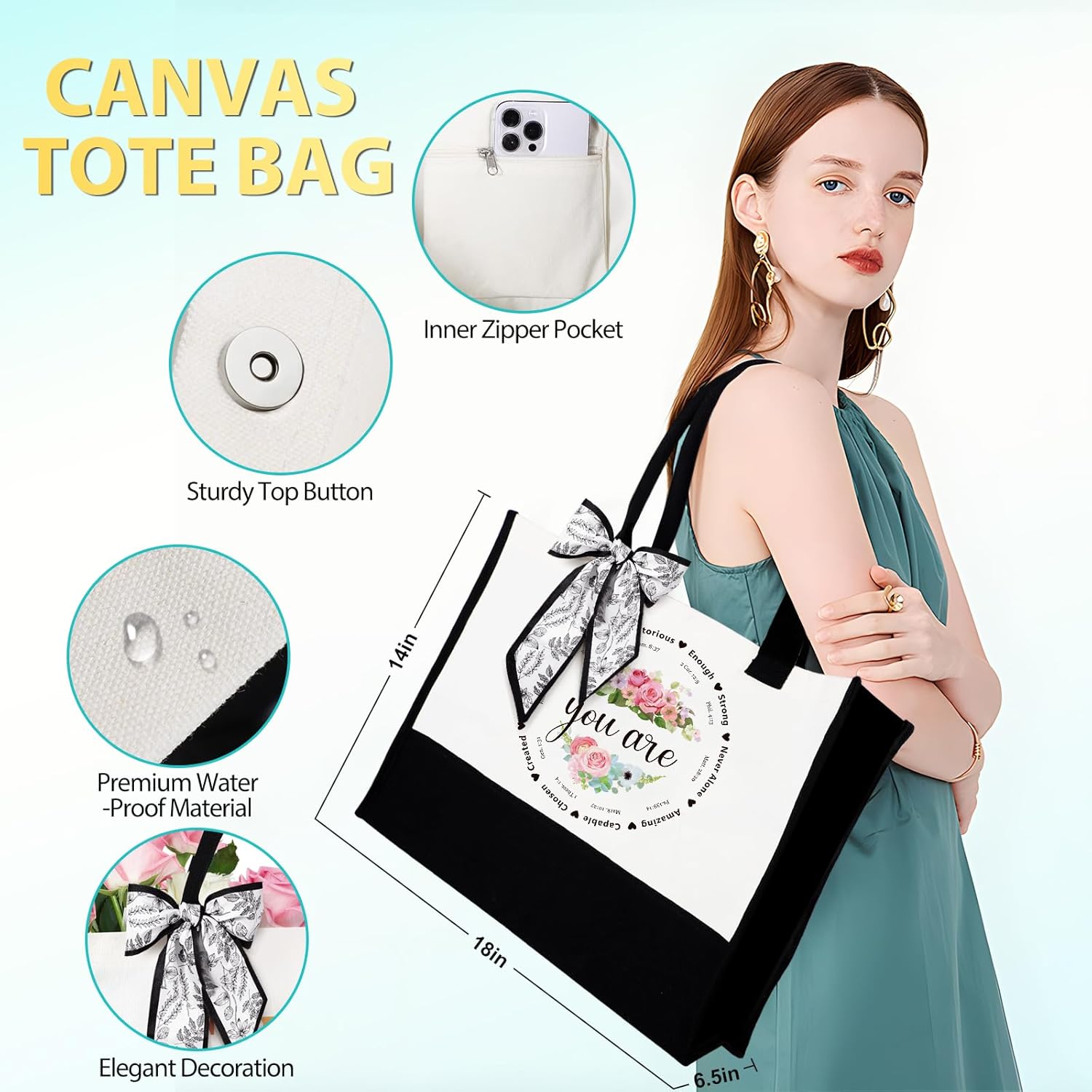 Suhctuptx Christian Gifts for Women, Faith Based Gift Religious Gifts for Women Catholic Christmas Gift Birthday Set Inspirational Spiritual Bible Verse Ideas with Tote Bag for Mom Grandma Friend - Image 4