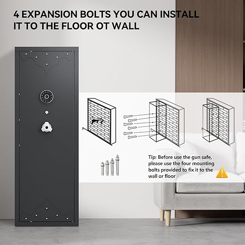 Miniatura 8 de Actualización 2024Caja fuerte para rifle 12-15, caja fuerte para el hogar para rifles y pistolas, caja fuerte grande sin ensamblar para rifle con 3