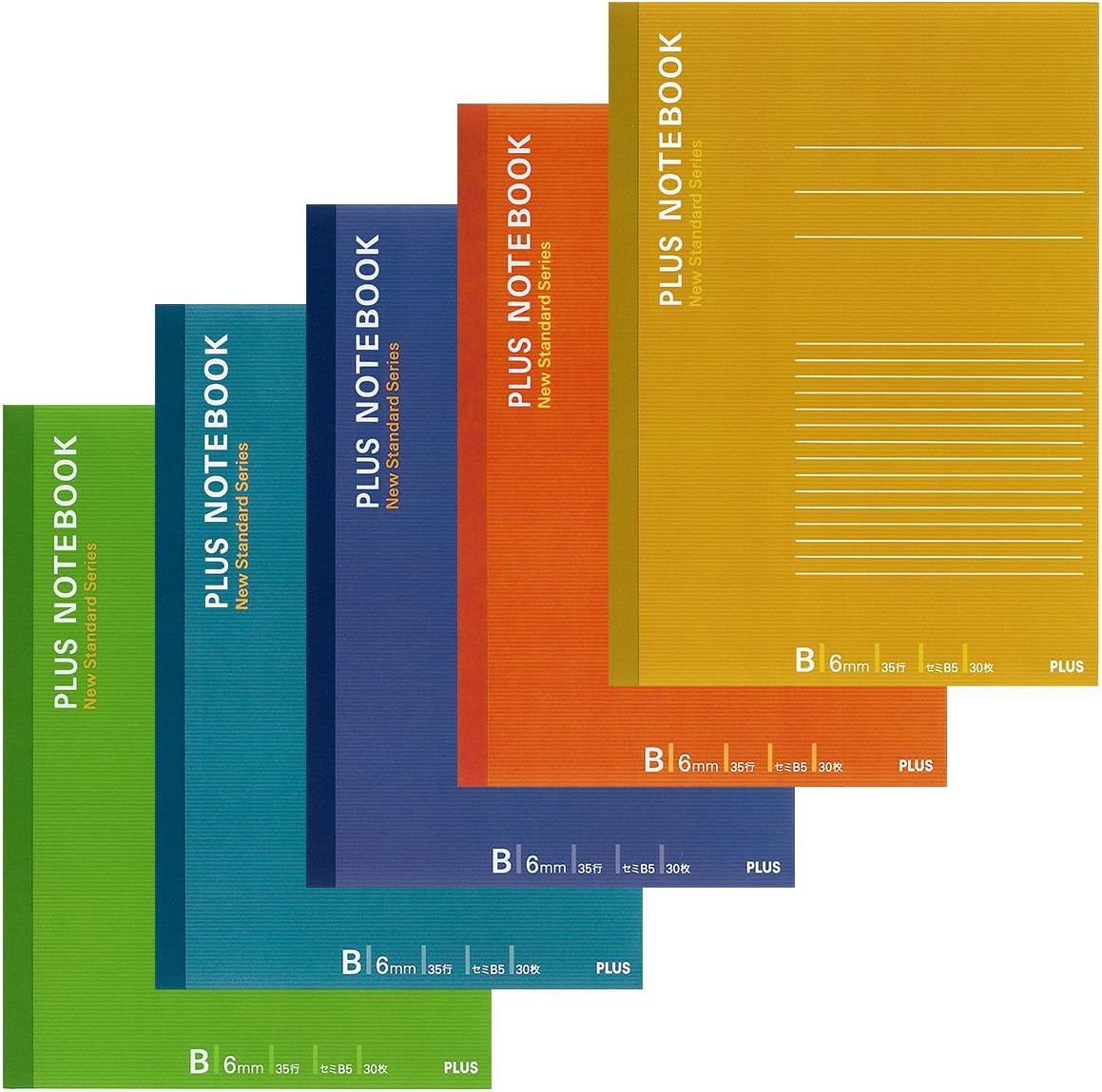 30 pieces of assorted color (semi-B5) B ruled five books pack NO-003BS-5CP 76-732 plus notebook No. 6 (japan import)