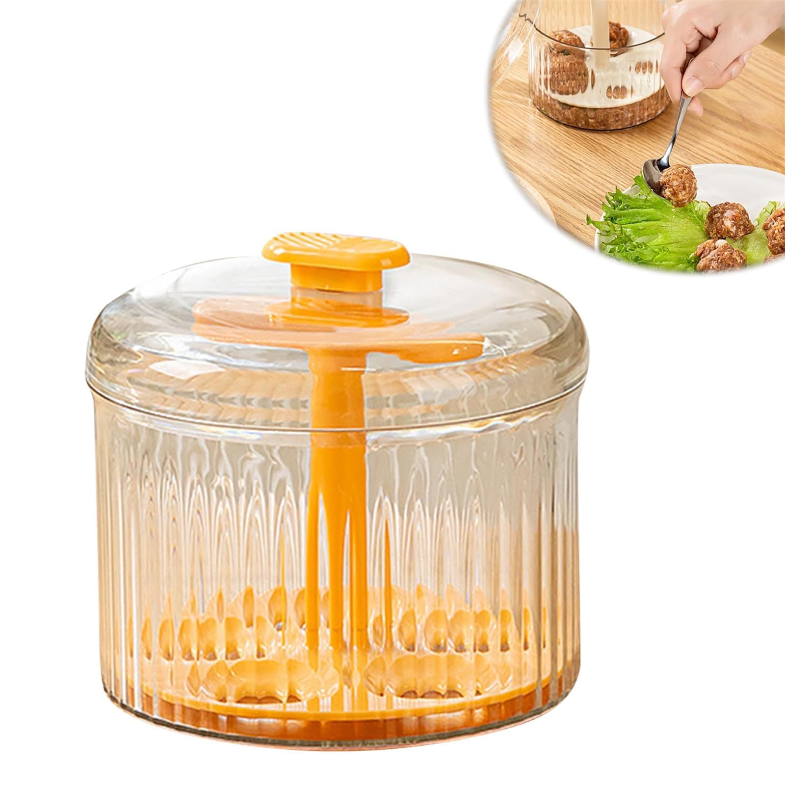 Translucent Meatball Maker, 5 Balls Meatball Maker Tool, Kitchen Extruded Meatball Making Tool, round Meat Freezer Storage Containers, Kitchen Meatball Mold, for Dumplings Pastries and Meatballs