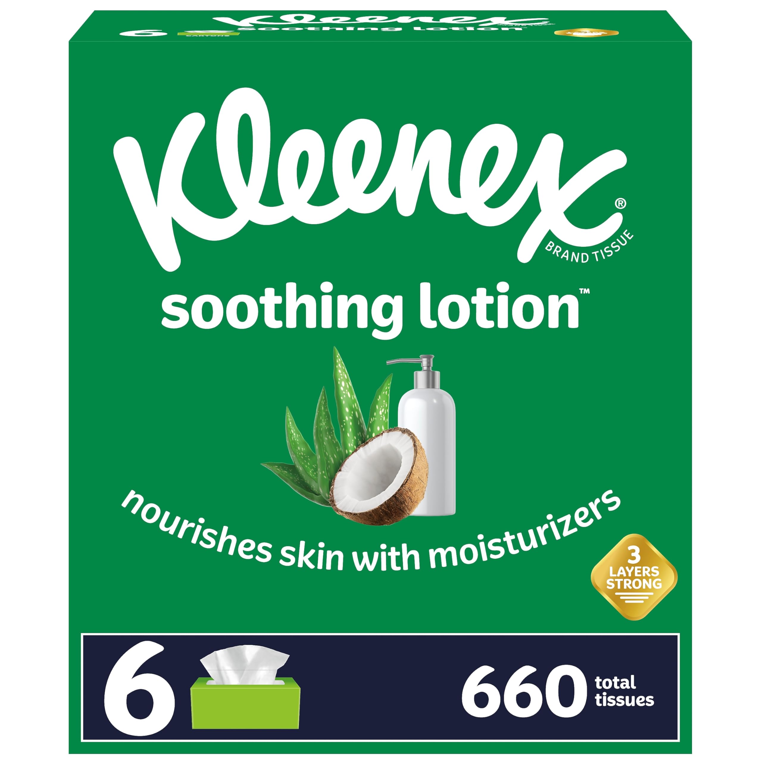 Kleenex Tissues Coconut Oil Aloe 3-Ply 6 Count