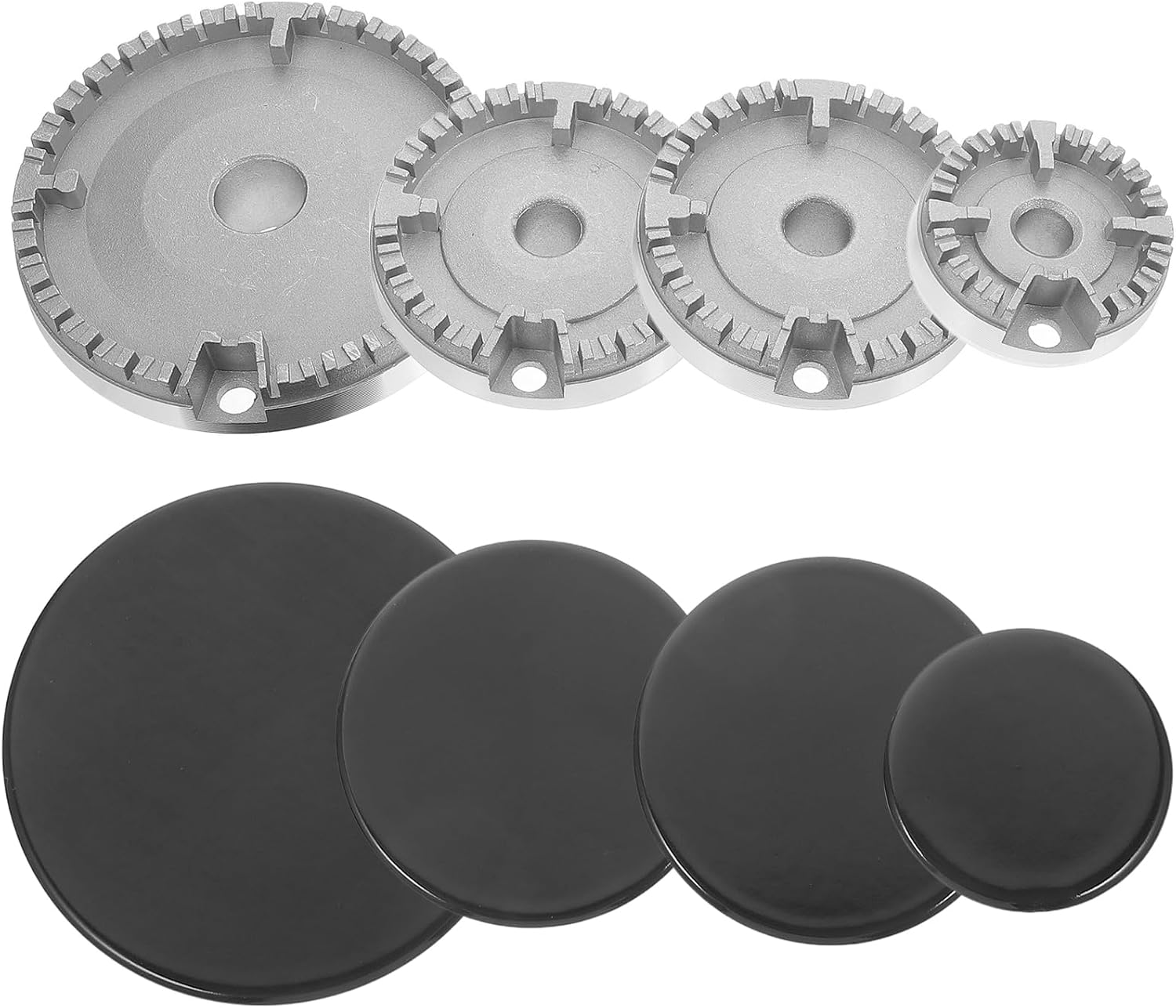 jojofuny Universal Gas Burner Cap Replacement Set for Kitchen Stove - Metal Burner Cover Accessories for Gas Cookers, Easy Installation, Even Flame Distribution, Safe Protect for Home Kitchen