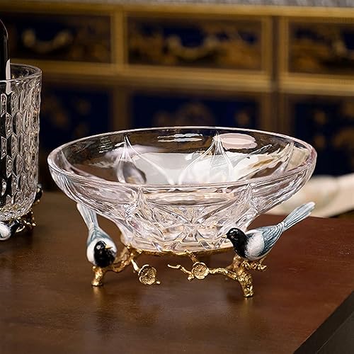 Miniatura 5 de Frutero para encimera de cocina, cuenco de frutas de cristal, chino, retro, creativo, hecho a mano, transparente, plato de fruta, base de cobre,