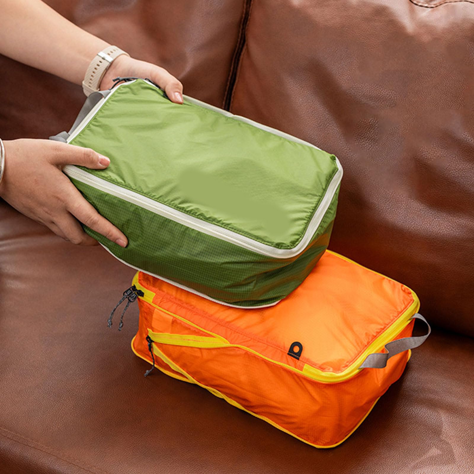 Set di sacchetti per imballaggi a compressione, adatti per un'organizzazione efficiente della valigia durante il viaggio o le attività all'aperto, borse impermeabili di compattazione in