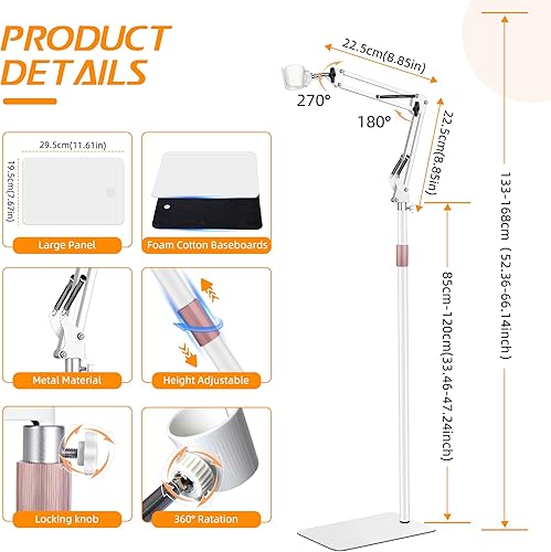 Miniatura 5 de 2023 Upgrade Version Hair Dryer Stand, 1.68M Adjustable Height Handsfree Hair Dryer Holder with Heavy Base, 360 Degree Rotating Floor Blow Dryer