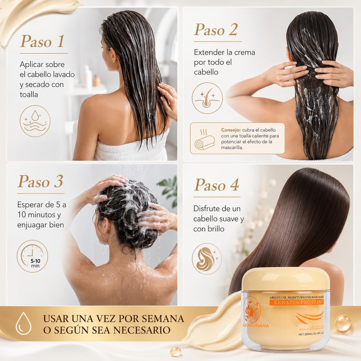 Aomimegel Mascarilla Pelo Original Tratamiento Capilar De Textura Cremosa Para Cabello Encrespado Teñido Y Dañado Mejora La Suavidad Y La Peinabilidad Diaria (2 PCS)