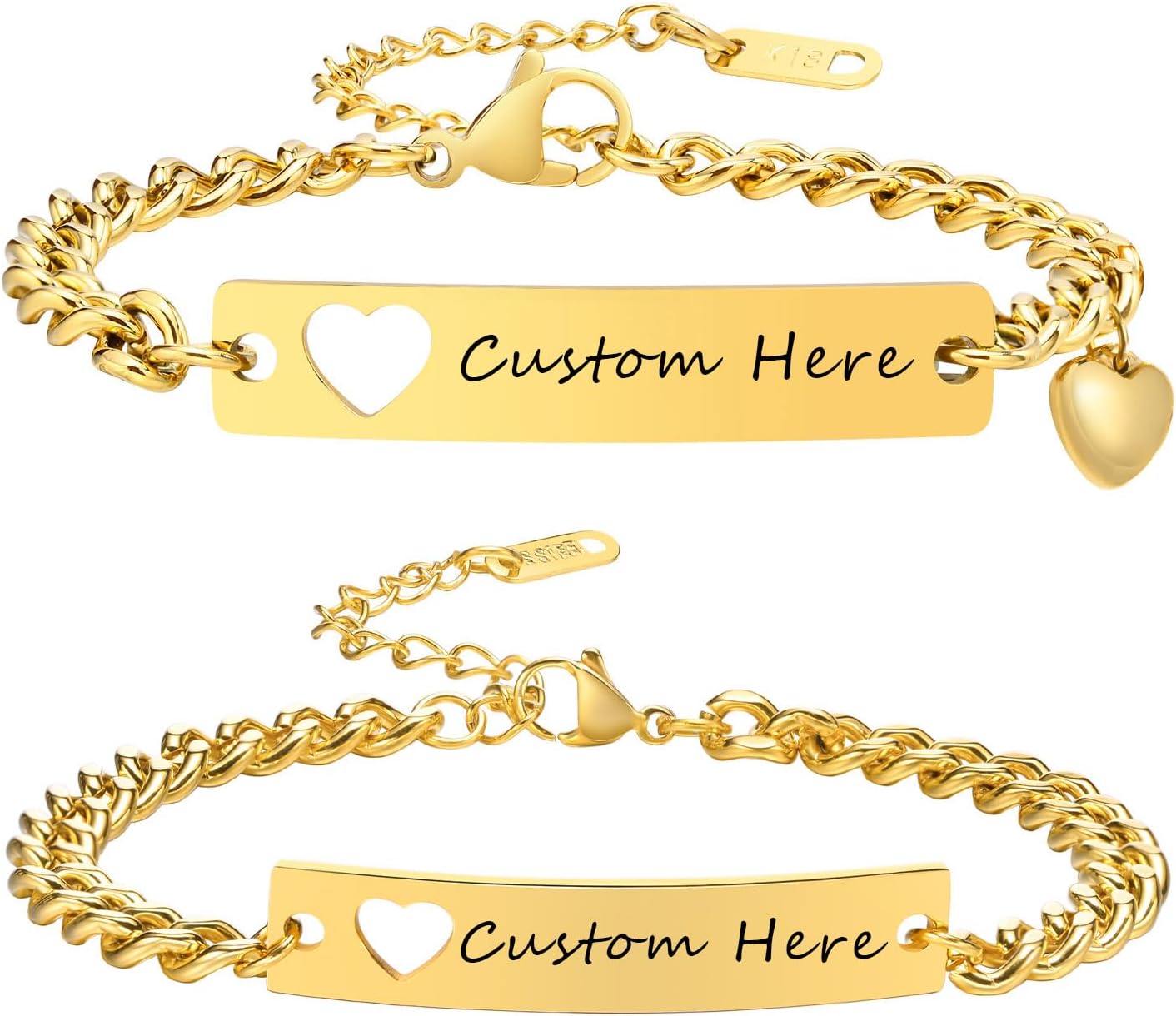 Gamtic Customize ID Bracelets Gift for Couples - His & Her Matching Bracelet, Men Women Promise Cuban Chain Bracelet