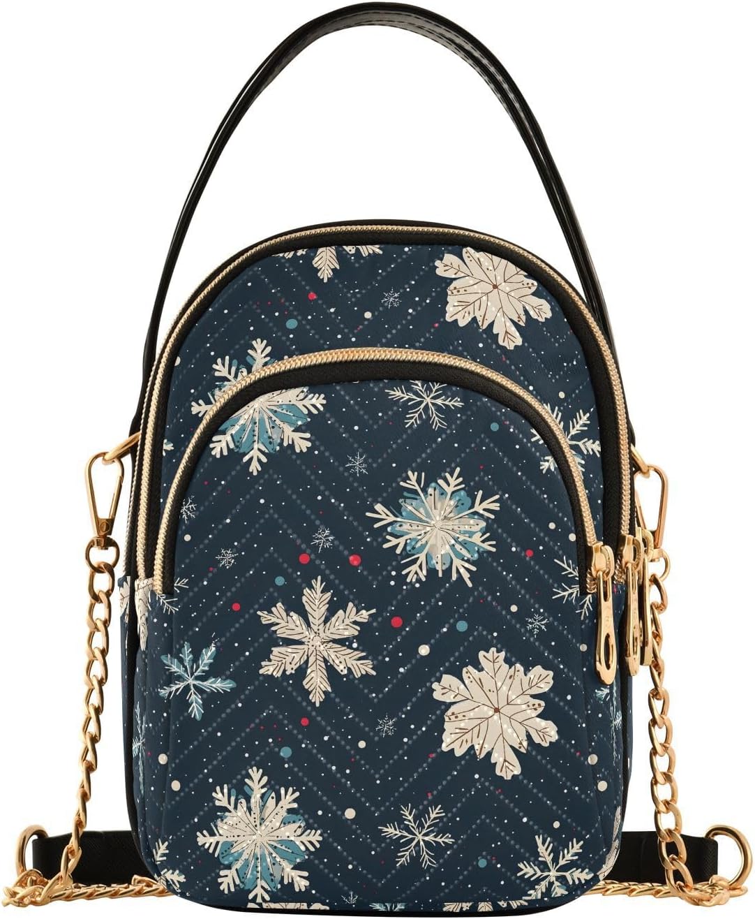 Shoulder Handbag Snowflake Pattern Print Crossbody Purse Top Handle Satchel for Women Stylish Ladies Shoulder Bag