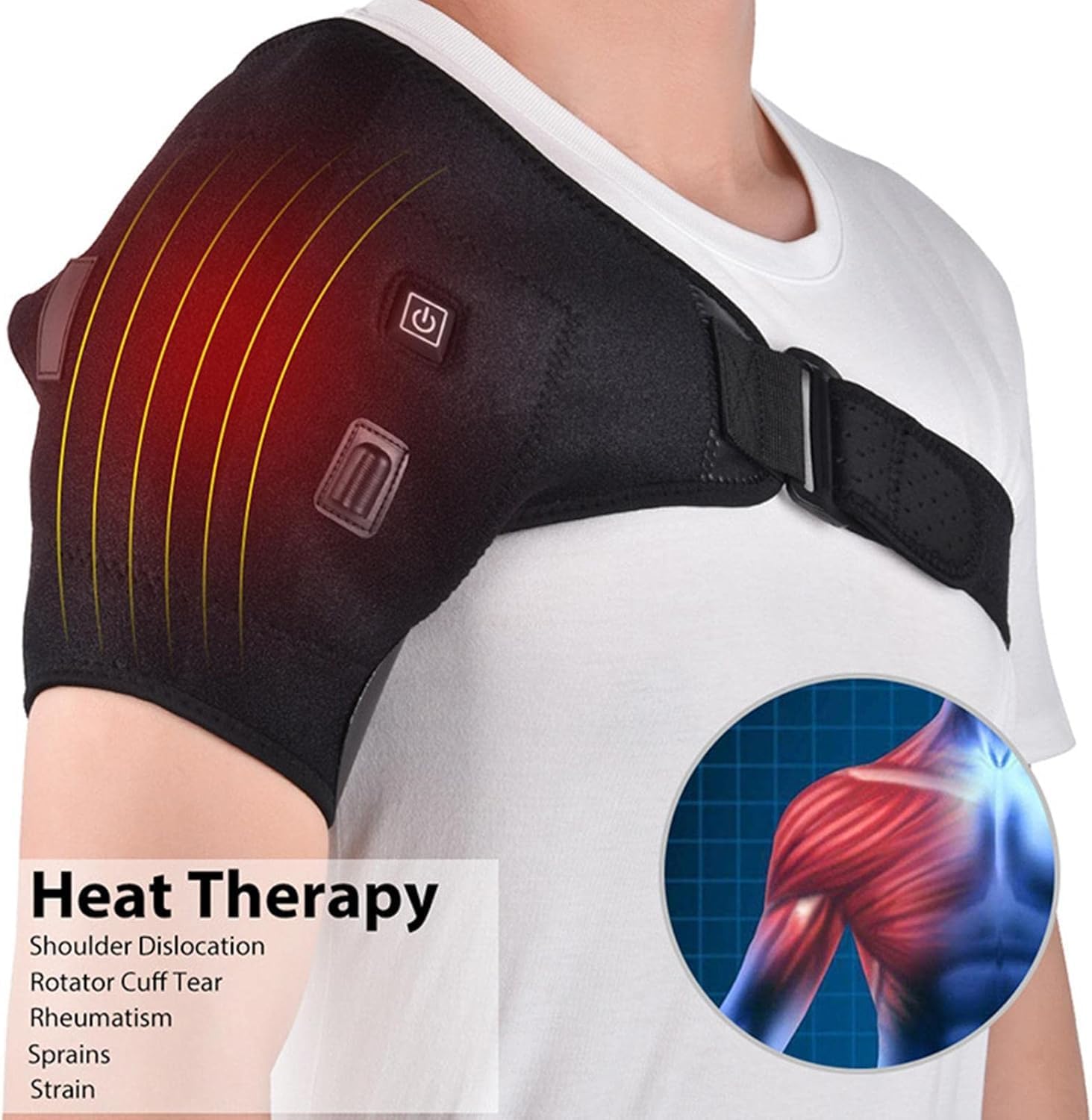 Shoulder massager with carbon fiber heating elements highlighted