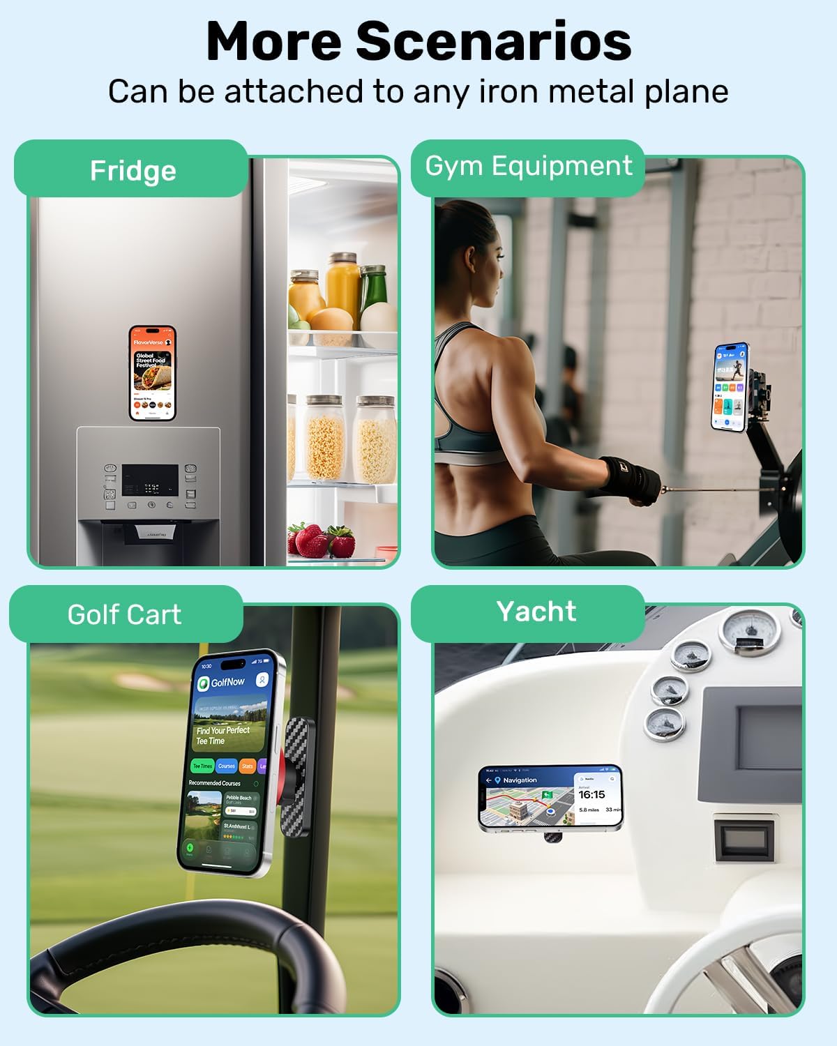 Magnetic Golf Cart Phone Holder, Compatible with MagSafe iPhone 16 Pro Max Plus 15 14 13 12 Mini, for GPS & Golf Apps, Fits EZGO, Club Car, Yamaha, and Icon, Golf Cart Accessories - Image 6