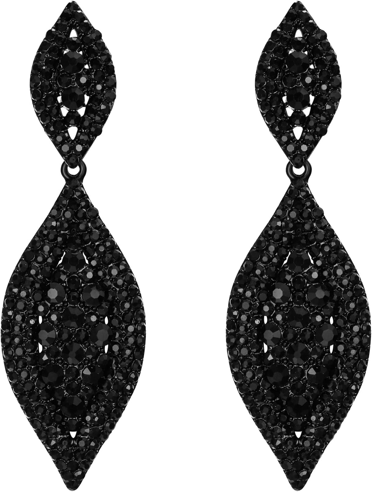 Flyonce Women's Rhinestone Crystal Wedding Bridal 2 Leaf Drop Dangle Chandelier Earrings, Medium, Crystal