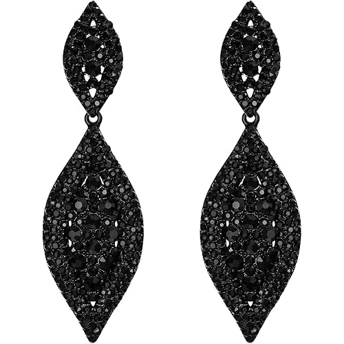 Flyonce Women's Rhinestone Crystal Wedding Bridal 2 Leaf Drop Dangle Chandelier Earrings