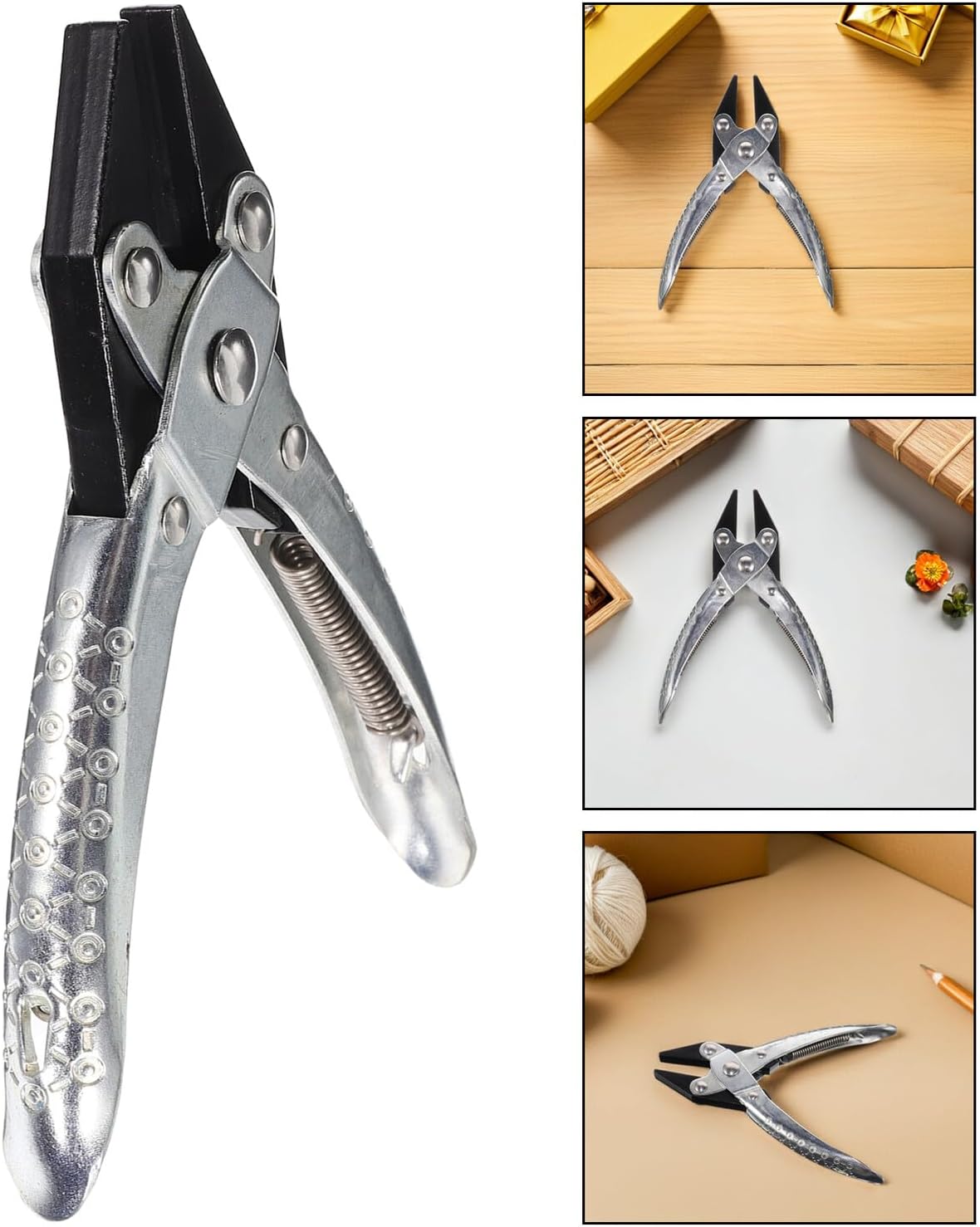 Parallel Jaw Flat Nose Pliers Jewelry Making Tools for Adults Spring-loaded Hand Tool with Smooth Jaw for Clasping, Bending and Repairing Accessories