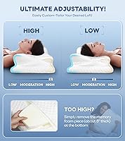 Vista 5 de No More Aches Neck Pillow for Pain Relief, Adjustable Cervical Pillow for Neck Support with Armrest, Odorless Ergonomic Contour Memory Foam White