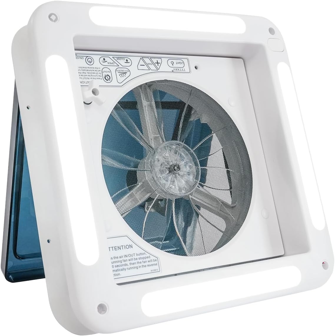 OUKANING Wentylator wyciągowy do przyczepy kempingowej z inteligentnym czujnikiem 12 V, 36 cm x 36 cm, automatyczny właz dachowy do przyczep kempingowych, 6 stopni nawiewu, wentylator dachowy z