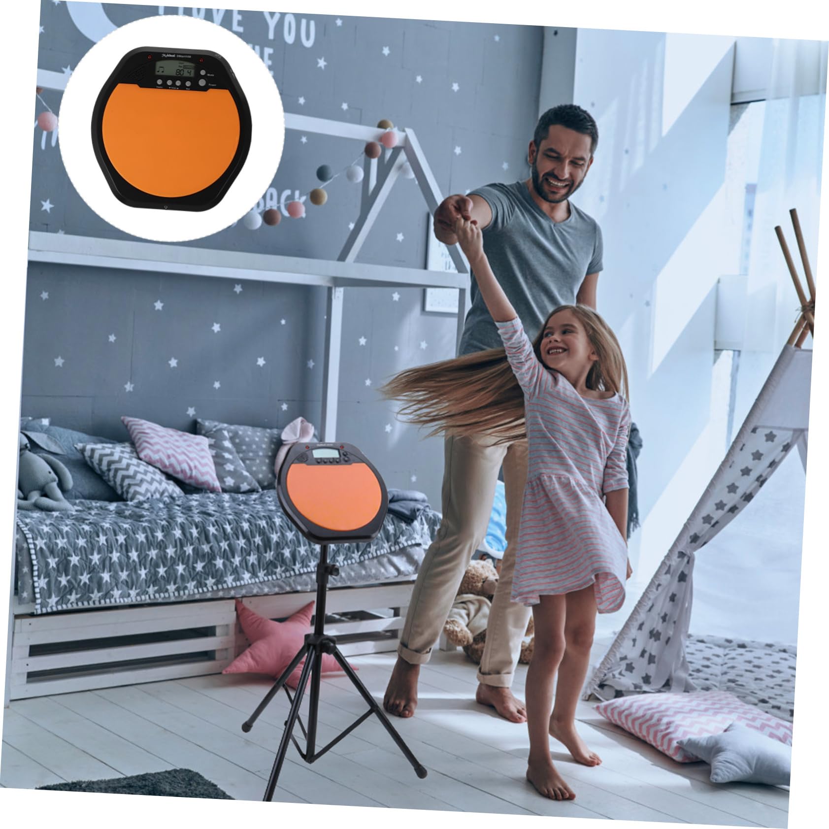 Pad Electrónico de Práctica de Batería de 8 Pulgadas Naranja | Reducción de Volumen, Silicona y Abs, Flexible y Portátil, Métrica Rítmica para Principiantes